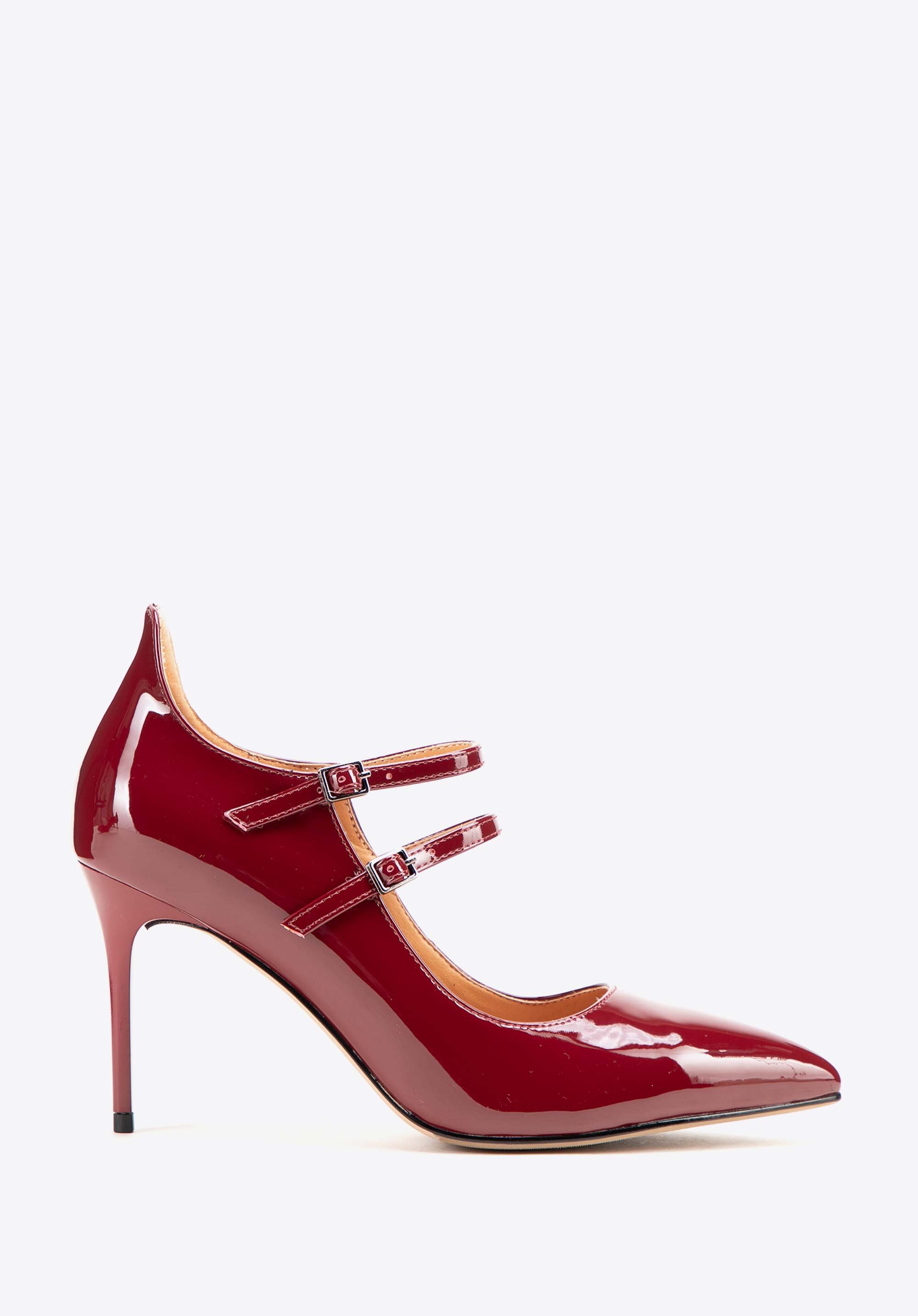 Damen Pumps aus Lackleder mit Riemchen, rot, 99-D-969-3-39, Bild 1