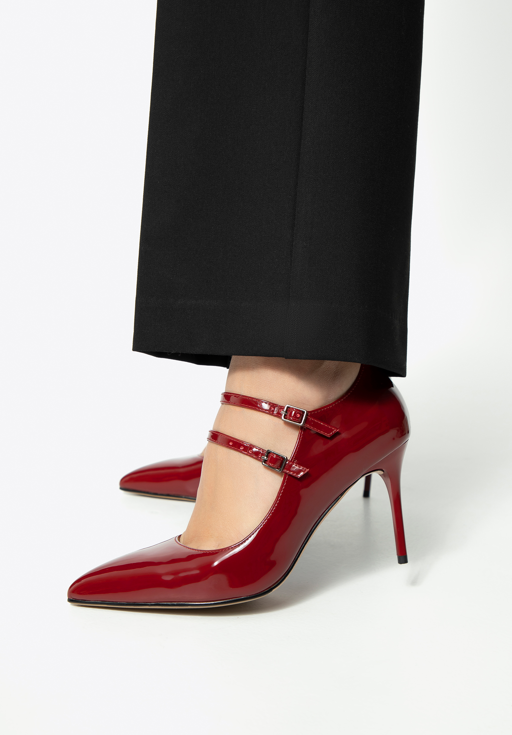 Damen Pumps aus Lackleder mit Riemchen, rot, 99-D-969-3-39, Bild 1
