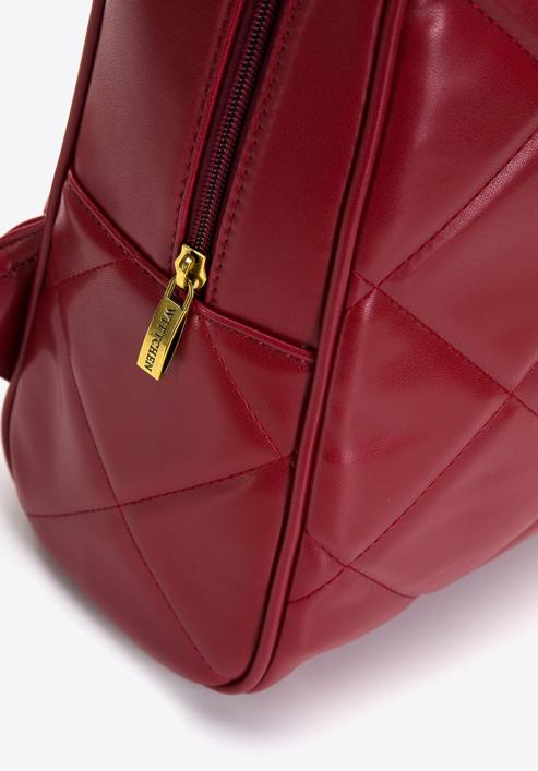 Damen-Rucksack aus gestepptem Öko-Leder, rot, 97-4Y-620-5, Bild 4