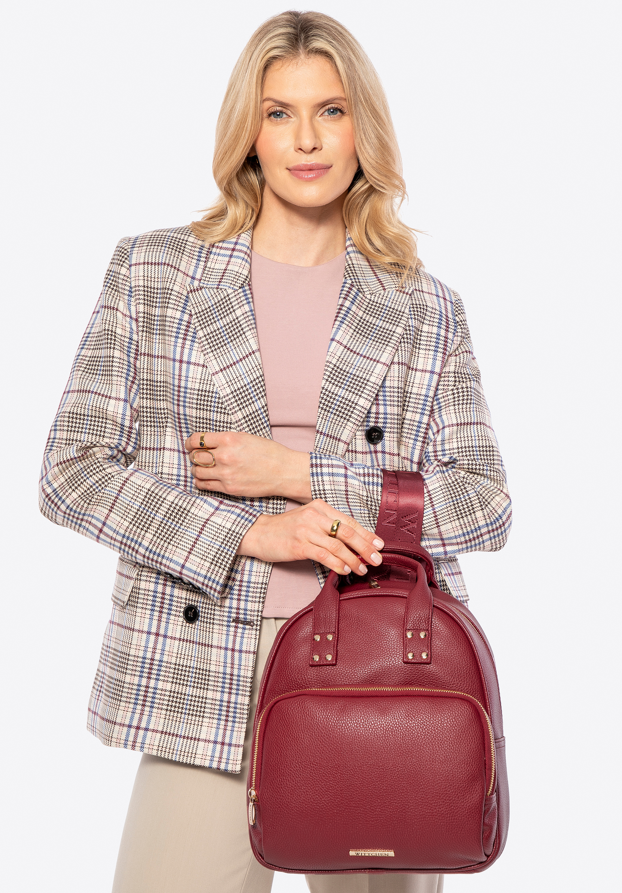Damen-Rucksack aus Kunstleder mit Tragegriffen, rot, 100-4Y-002-3, Bild 1