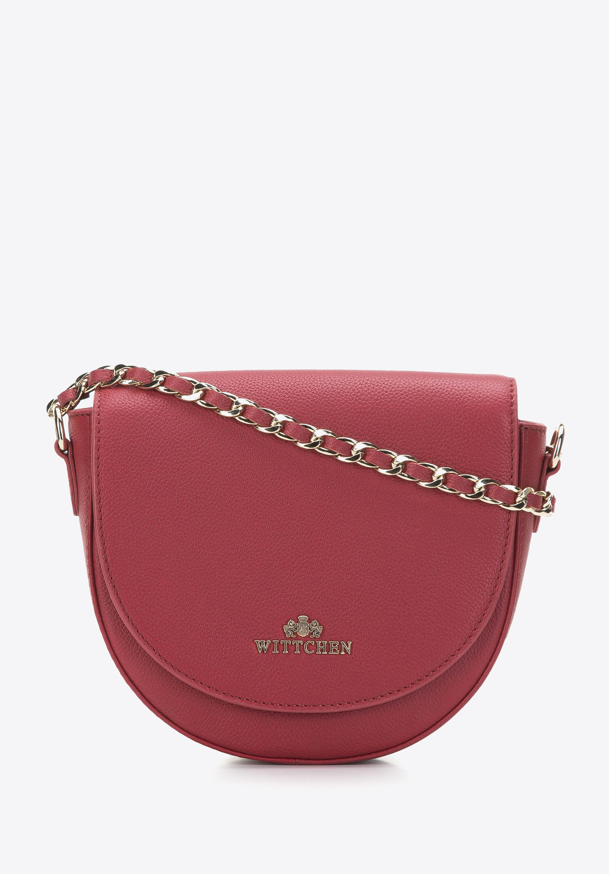 Damen-Satteltasche aus Leder mit Kettenschultergurt, rot, 97-4E-005-3, Bild 1