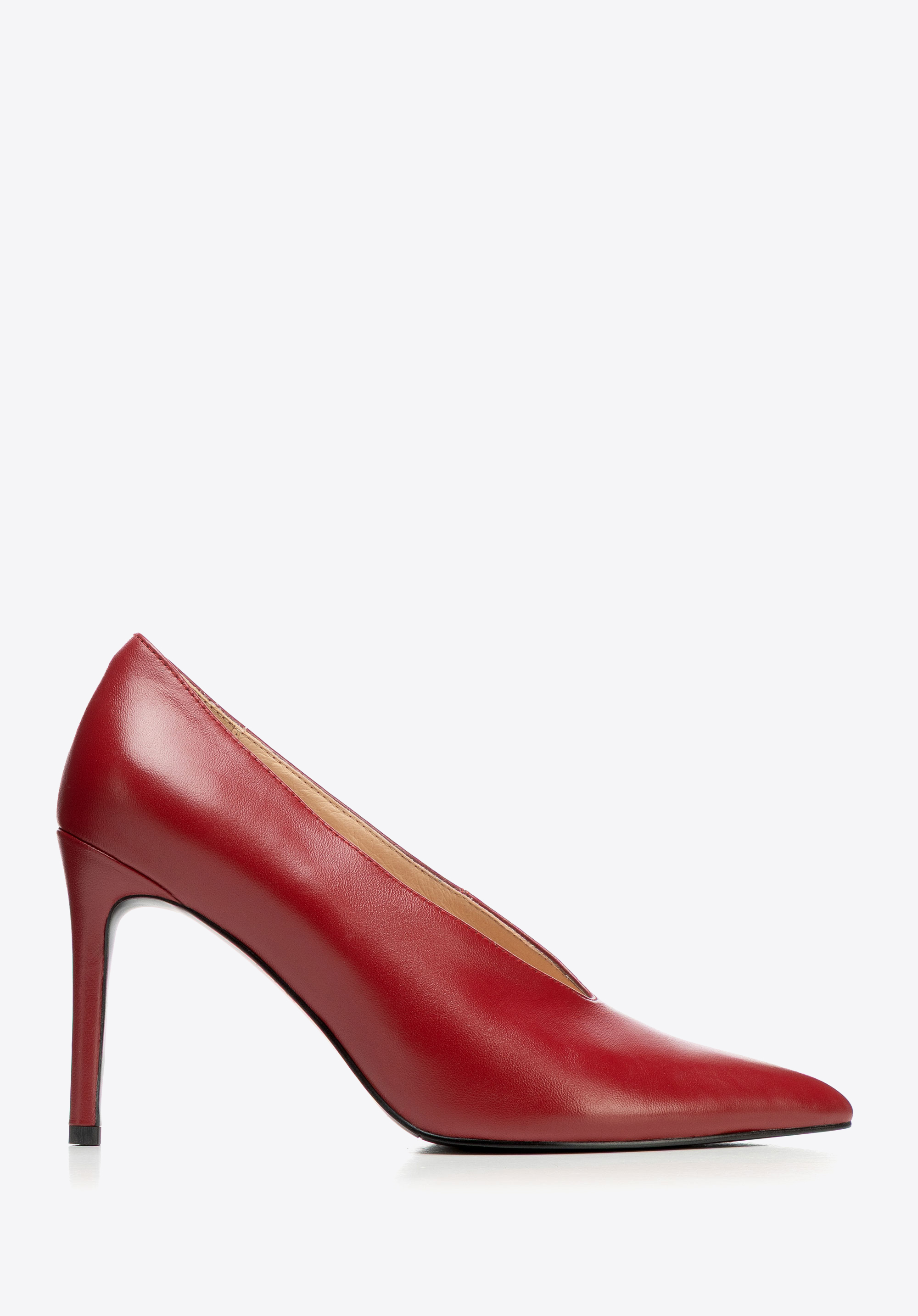 Damen-Stilettos aus Leder mit V-Ausschnitt, rot, 101-D-954-3-36, Bild 1