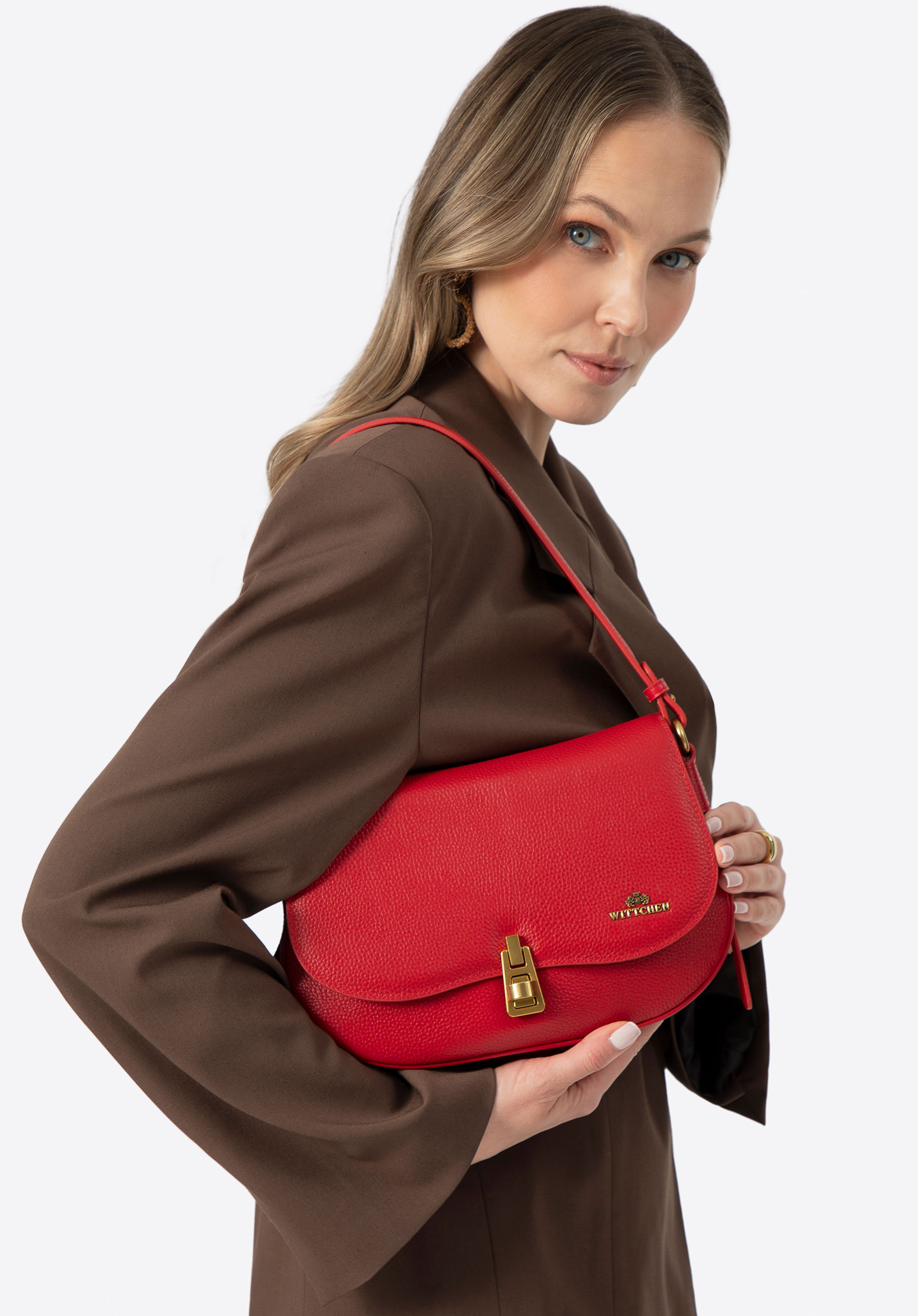 Damen-Umhängetasche aus Leder, rot, 100-4E-208-3, Bild 1