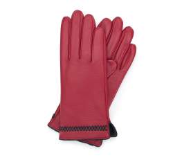 Damenhandschuhe aus Leder mit Besatz, rot, 39-6A-011-3-L, Bild 1
