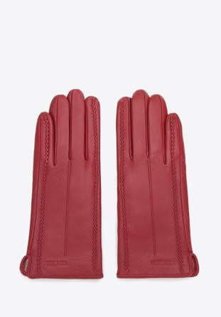 Damenhandschuhe aus Leder mit mit Ziernähten, rot, 44-6A-004-2-XS, Bild 1
