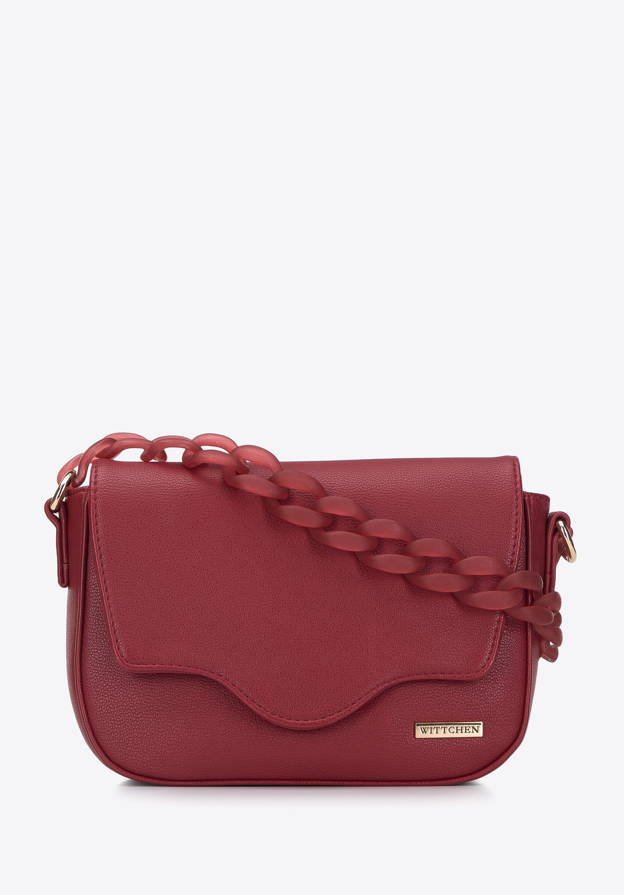 Damenhandtasche mit Kunststoffkette, rot, 95-4Y-408-3, Bild 1