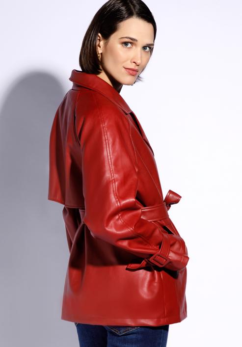 Damenjacke aus Öko-Leder mit Gürtel, rot, 96-9P-104-3-XL, Bild 3