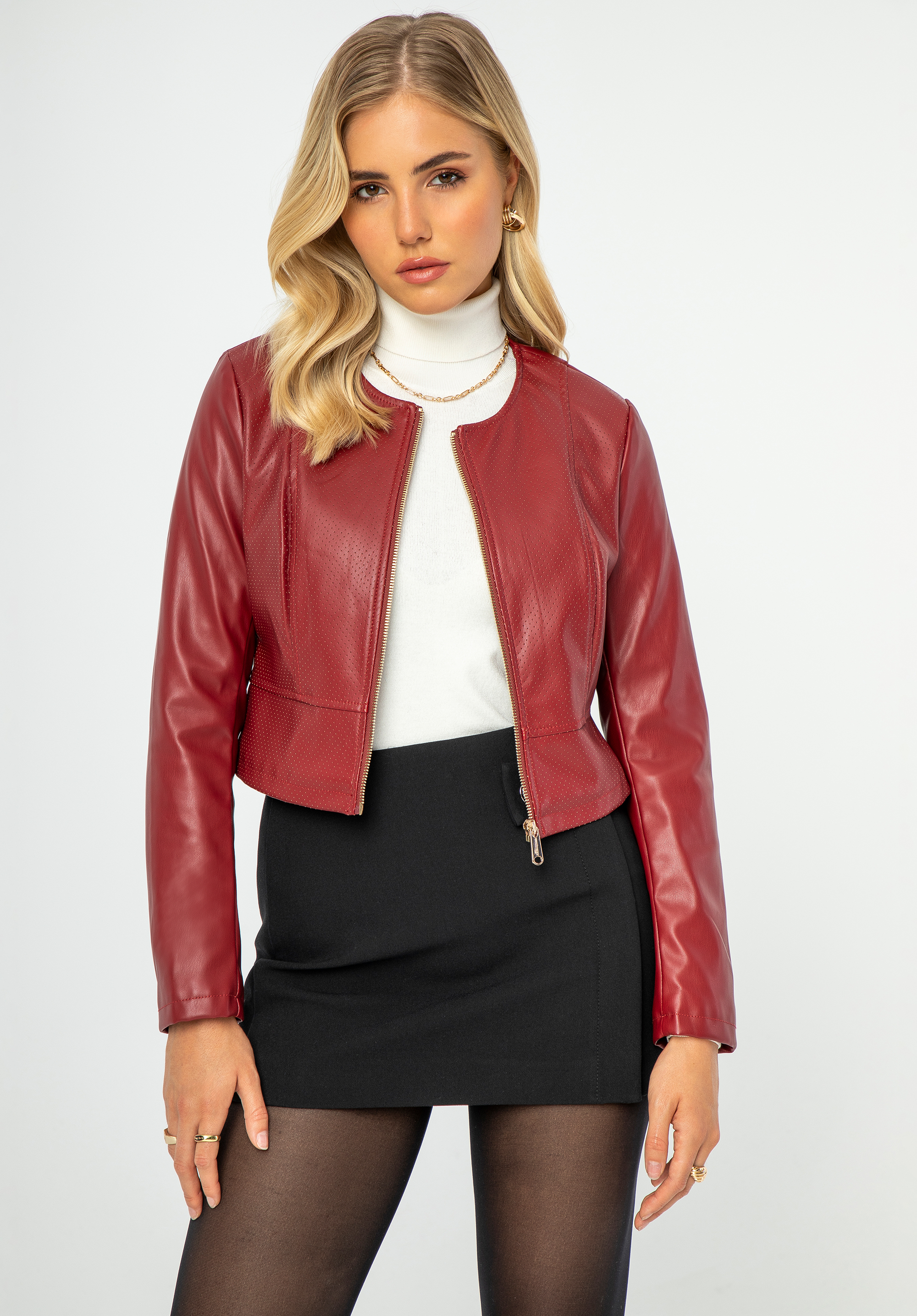 Damenjacke mit Perforationen, rot, 99-9P-103-3-2XL, Bild 1