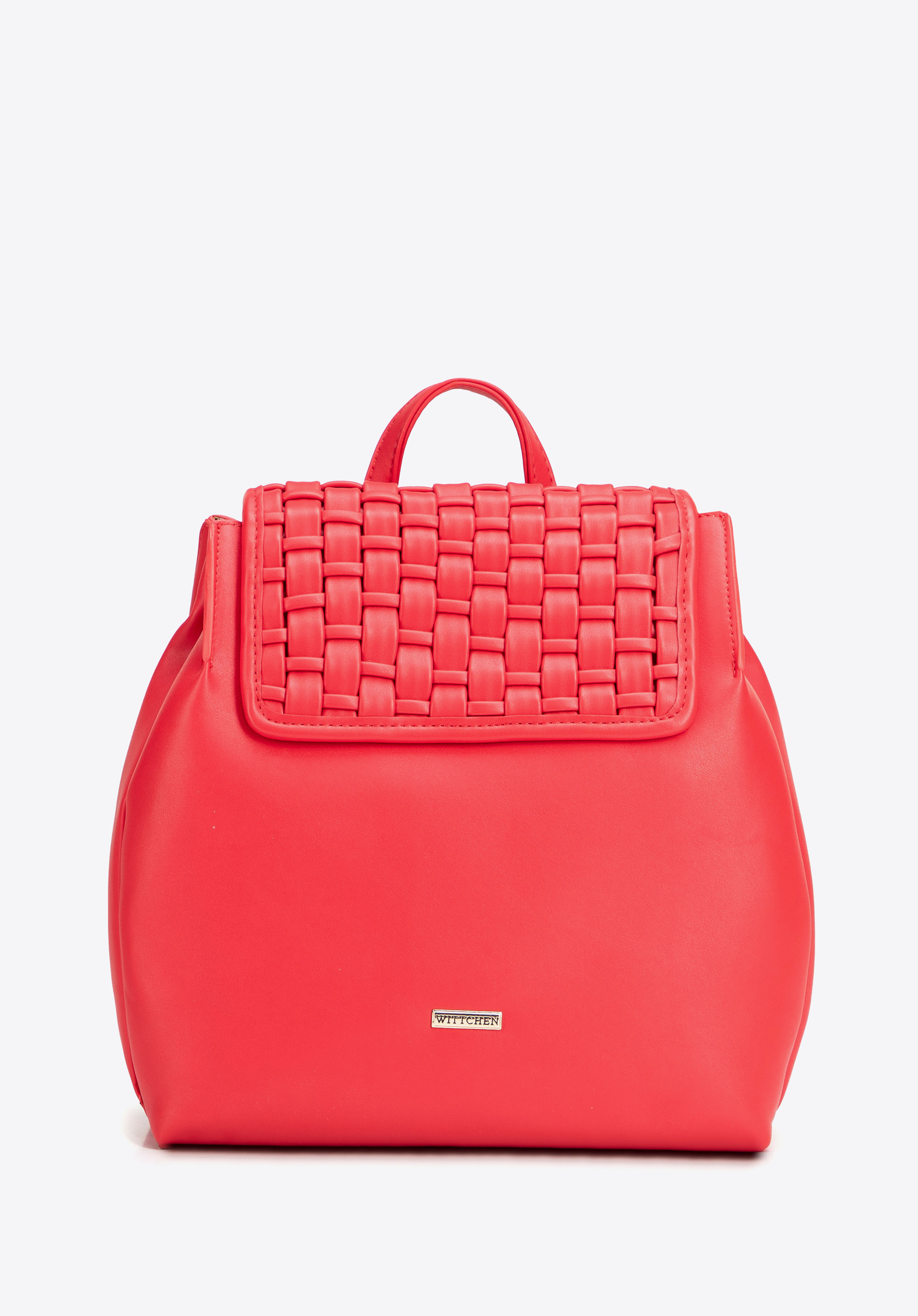 Damenrucksack mit gewebter Klappe, rot, 94-4Y-609-3, Bild 1