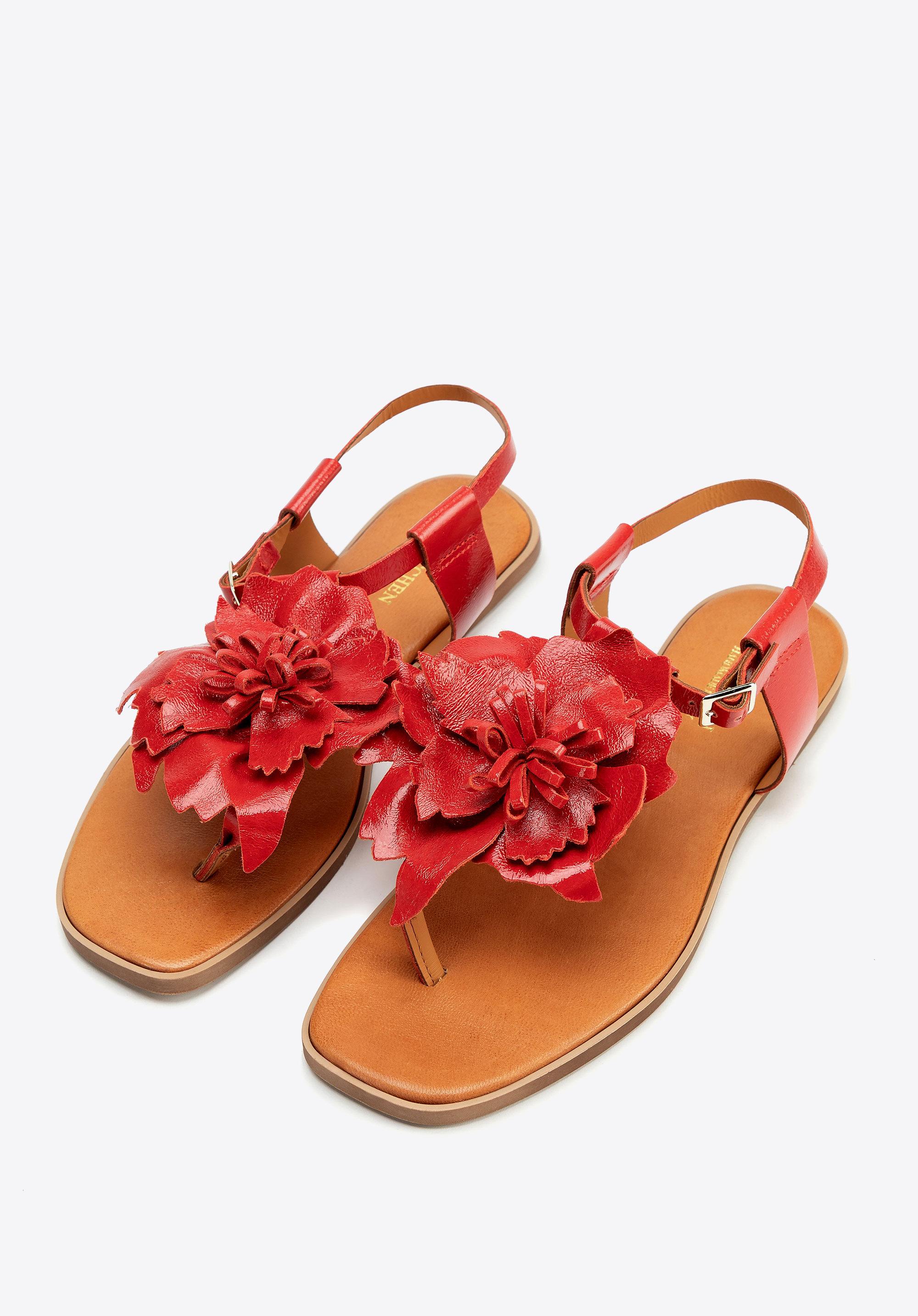 Damensandalen aus Naturleder, rot, 100-D-250-3-38, Bild 1