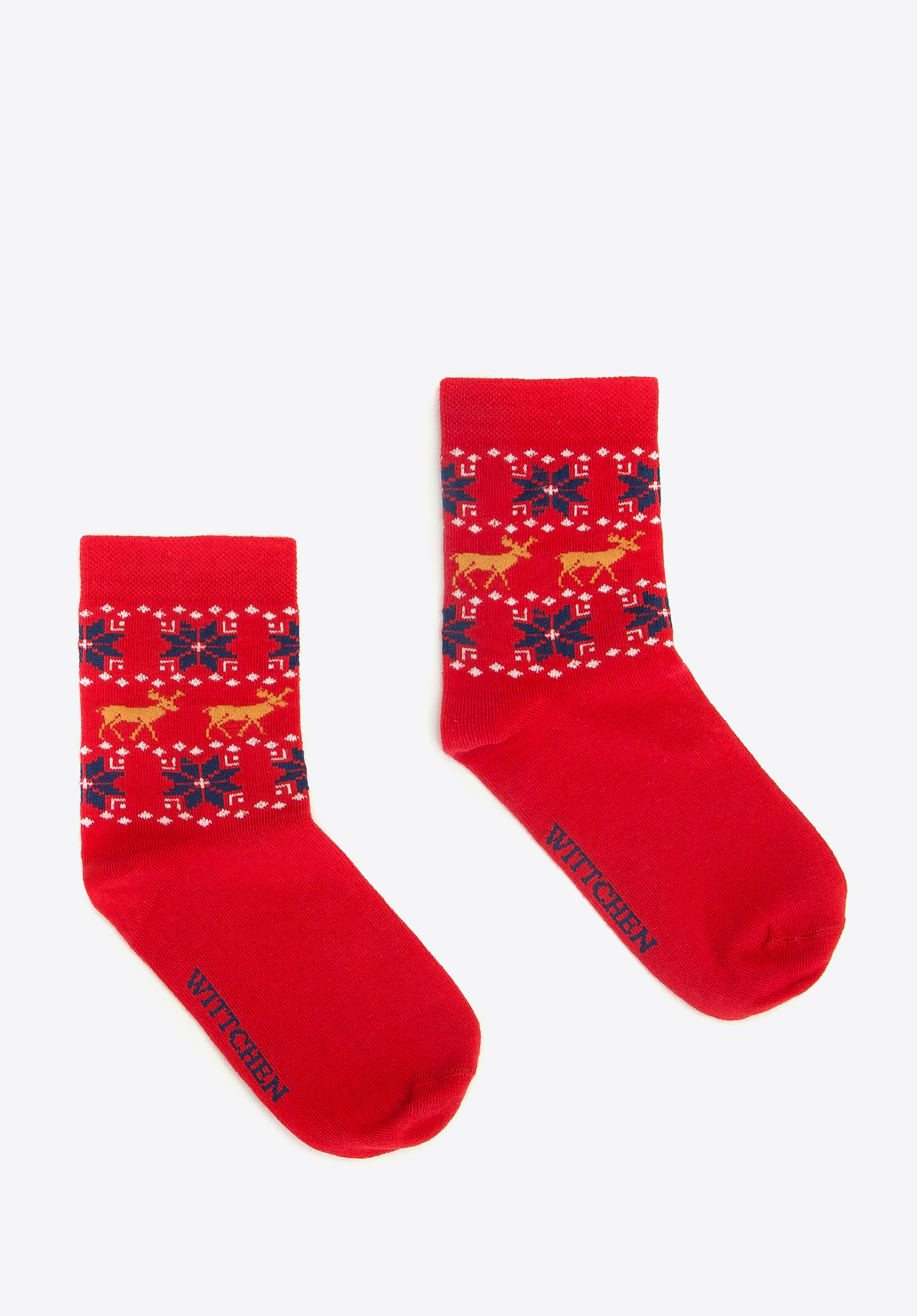 Damensocken mit skandinavischem Muster, rot-dunkelblau, 93-SK-011-X1-37/39, Bild 1