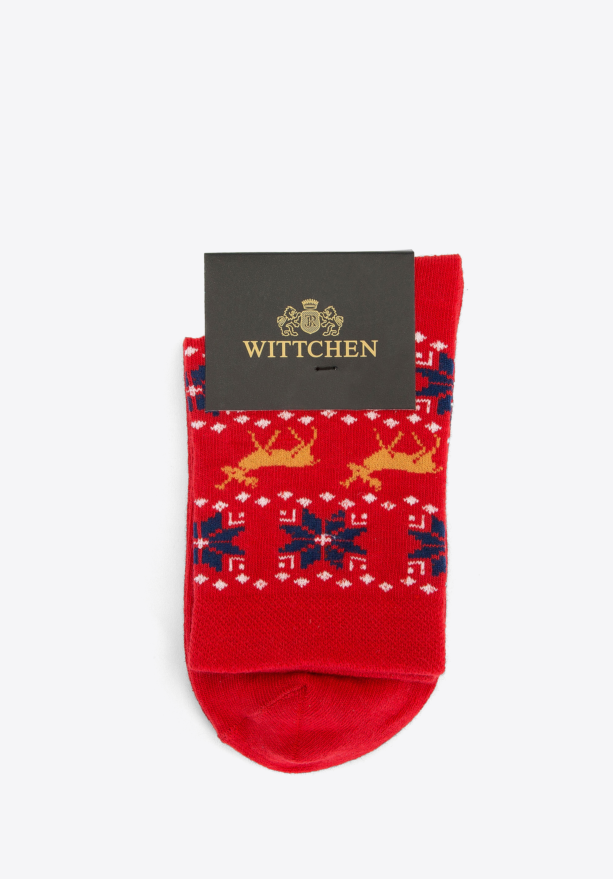 Damensocken mit skandinavischem Muster, rot-dunkelblau, 93-SK-011-X1-37/39, Bild 1