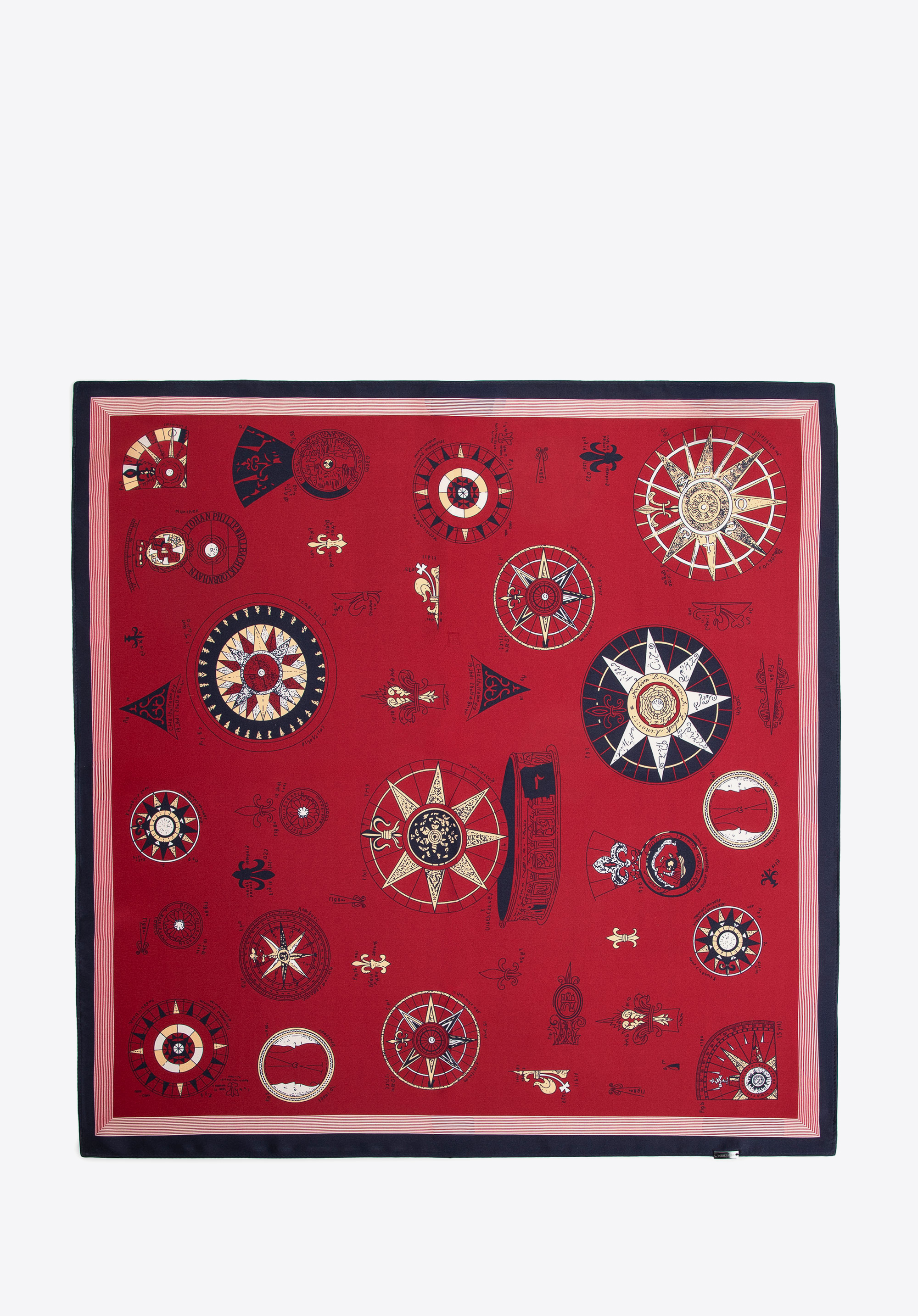 Seidenschal für Damen mit kartografischem Druck, rot-dunkelblau, 103-7D-S04-X29, Bild 1