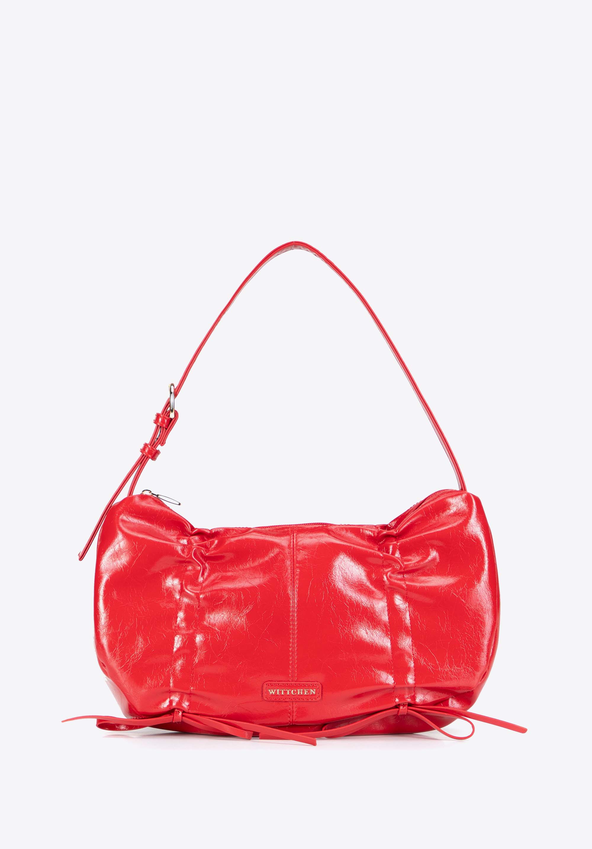 Große Damen-Baguette-Tasche mit dekorativer Raffung, rot, 103-4Y-527-33, Bild 1