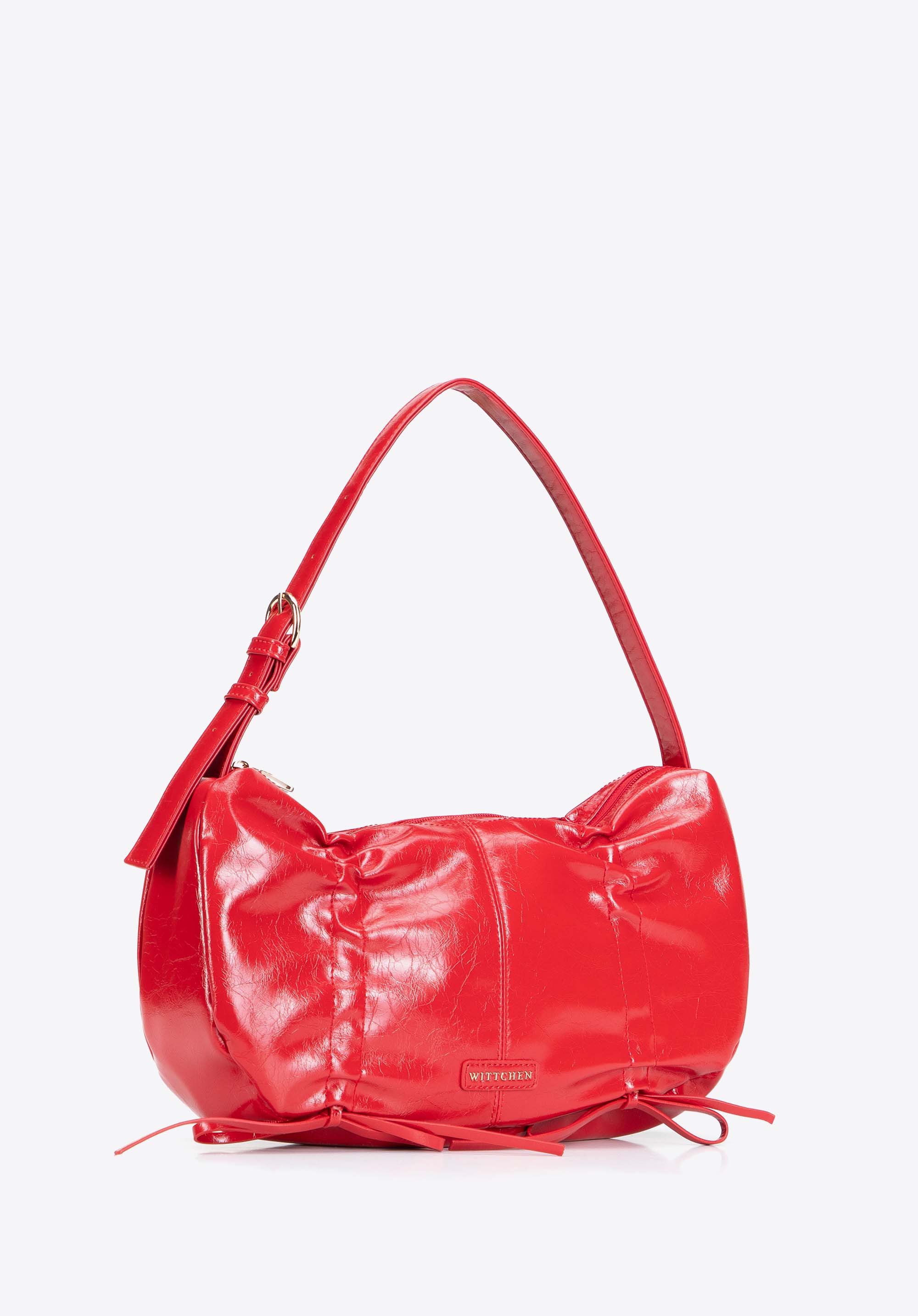 Große Damen-Baguette-Tasche mit dekorativer Raffung, rot, 103-4Y-527-33, Bild 1