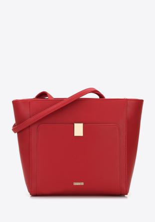 Shopper-Tasche aus Ökoleder mit rechteckiger Schnalle, rot, 96-4Y-621-3, Bild 1