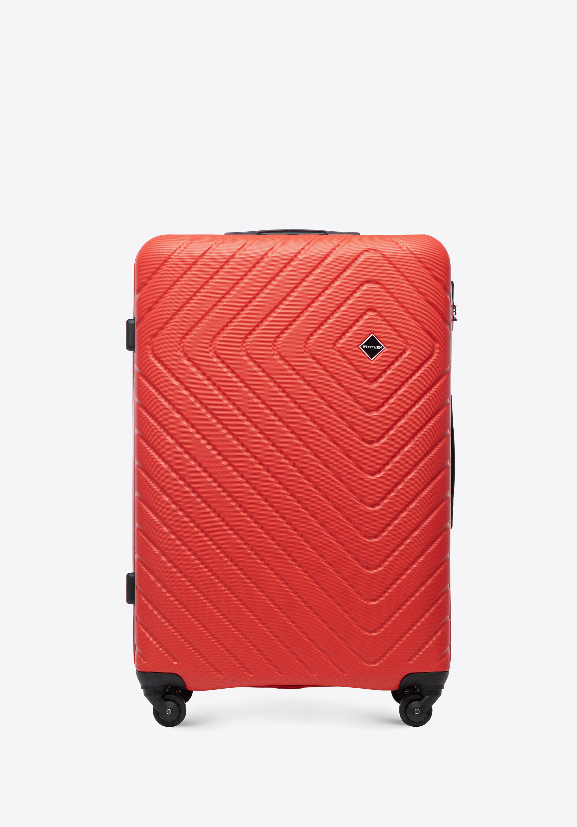 Großer ABS-Koffer und Kosmetikkoffer mit geometrischer Prägung, rot, 56-3A-753-30K, Bild 1