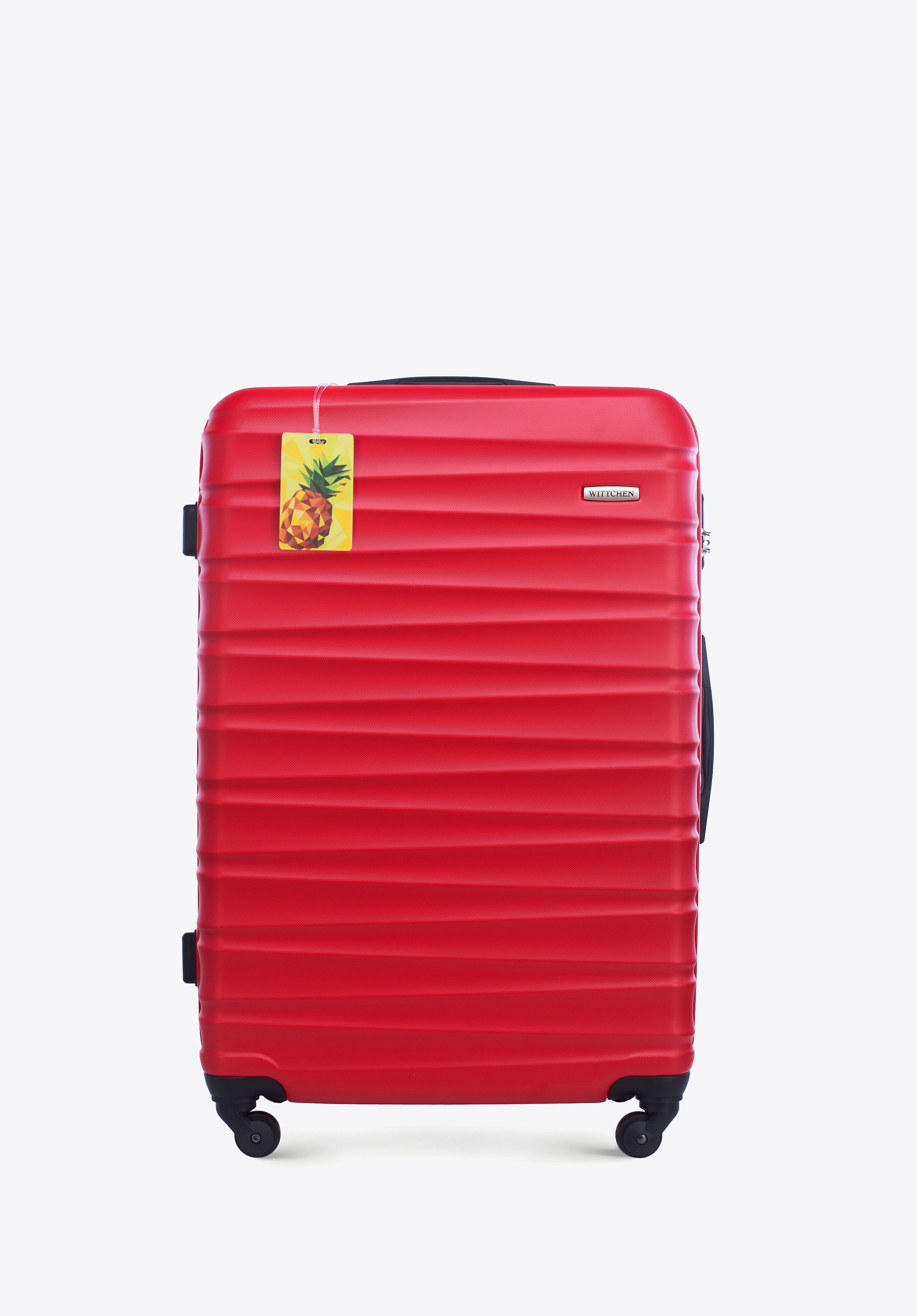 Großer Koffer aus ABS-Material mit Gepäckanhänger, rot, 56-3A-313-35Z2, Bild 1