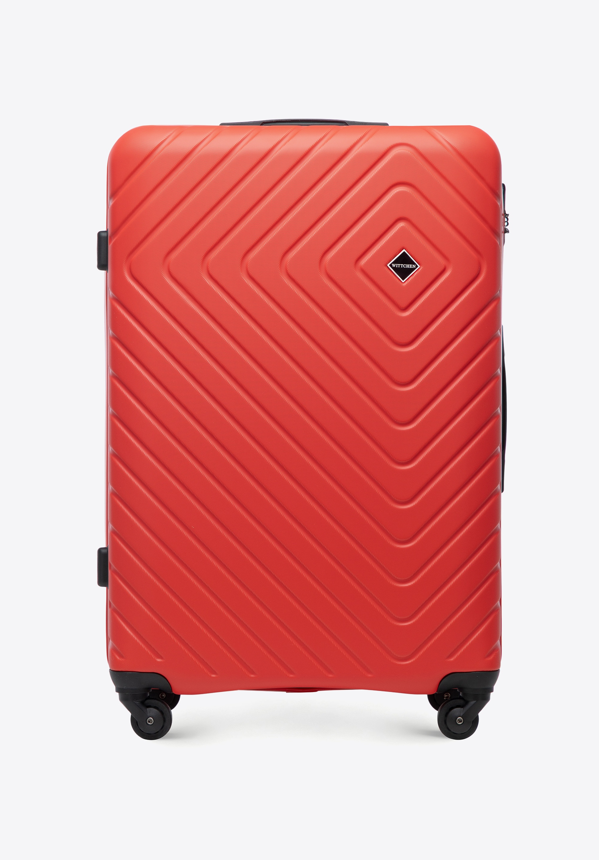 Großer Koffer  aus ABS mit geometrischer Prägung, rot, 56-3A-753-30, Bild 1