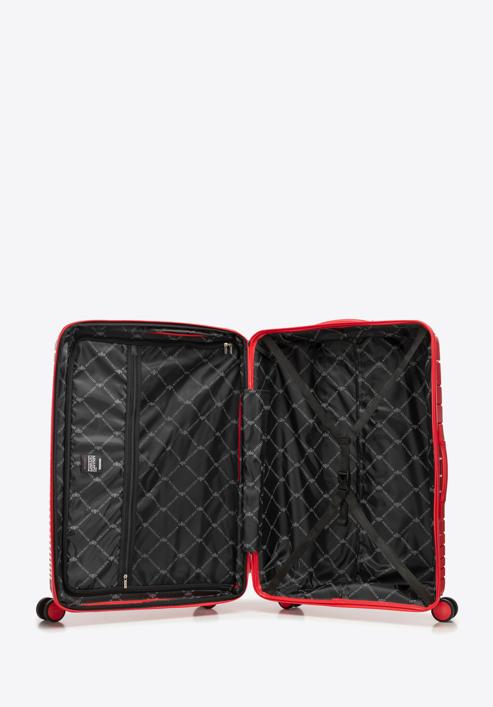 Großer Koffer aus Polypropylen mit glänzenden Riemen, rot, 56-3T-163-89, Bild 5