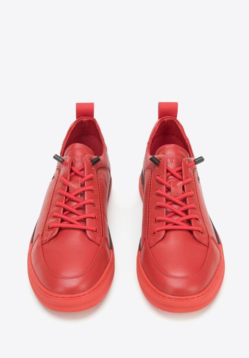 Herren-Sneakers aus Leder mit Stickerei, rot, 94-M-951-1-40, Bild 2