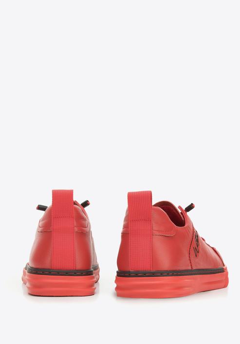 Herren-Sneakers aus Leder mit Stickerei, rot, 94-M-951-1-40, Bild 4