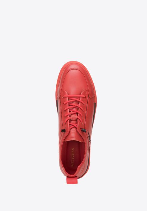 Herren-Sneakers aus Leder mit Stickerei, rot, 94-M-951-1-40, Bild 5