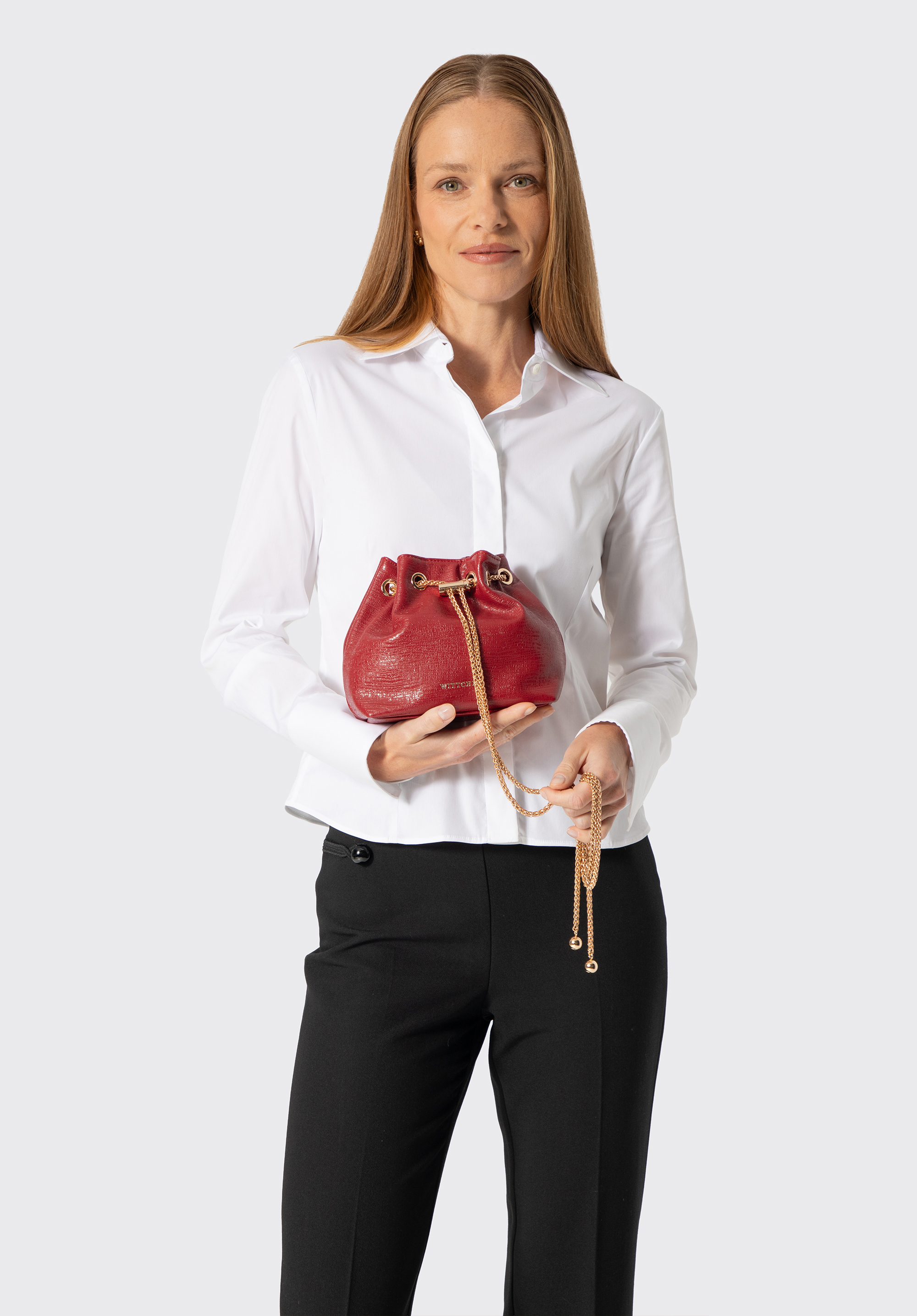 Hobo-Tasche für Damen mit Zierkette, rot, 104-4Y-502-3, Bild 1