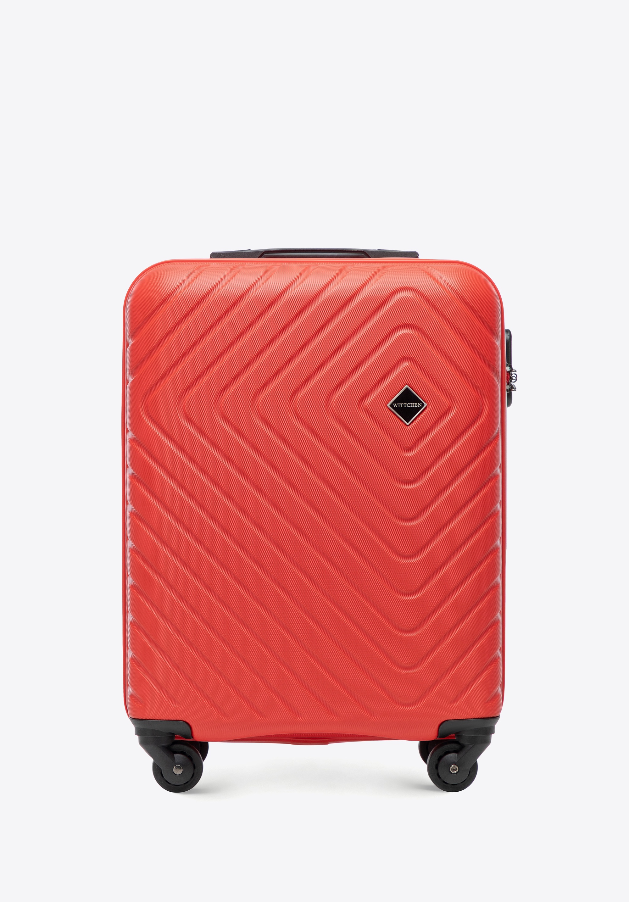 Kabinenkoffer aus ABS mit geometrischer Prägung, rot, 56-3A-751-30, Bild 1