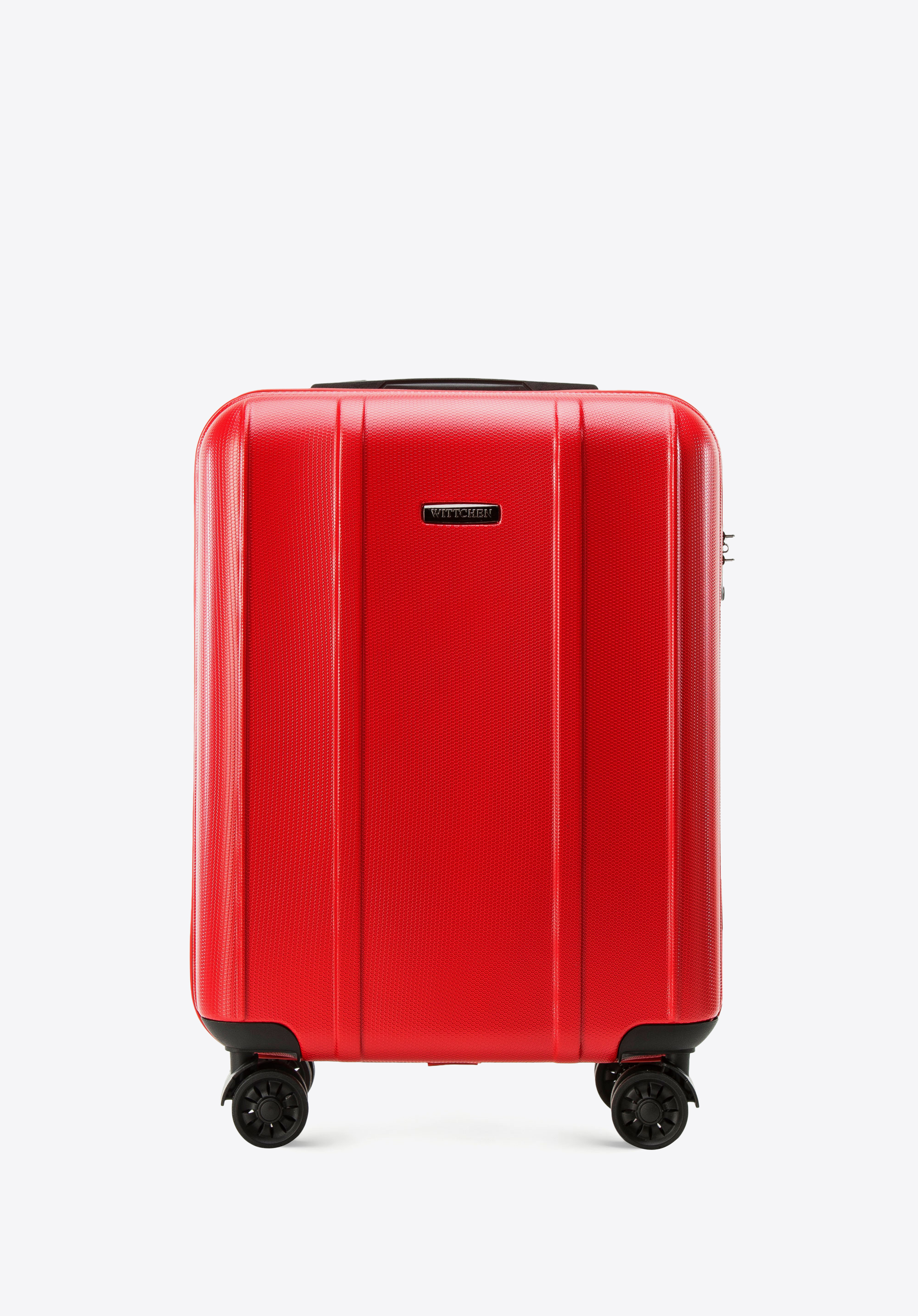 Kabinenkoffer aus Polycarbonat mit vertikaler Prägung, rot, 56-3P-711-35, Bild 1