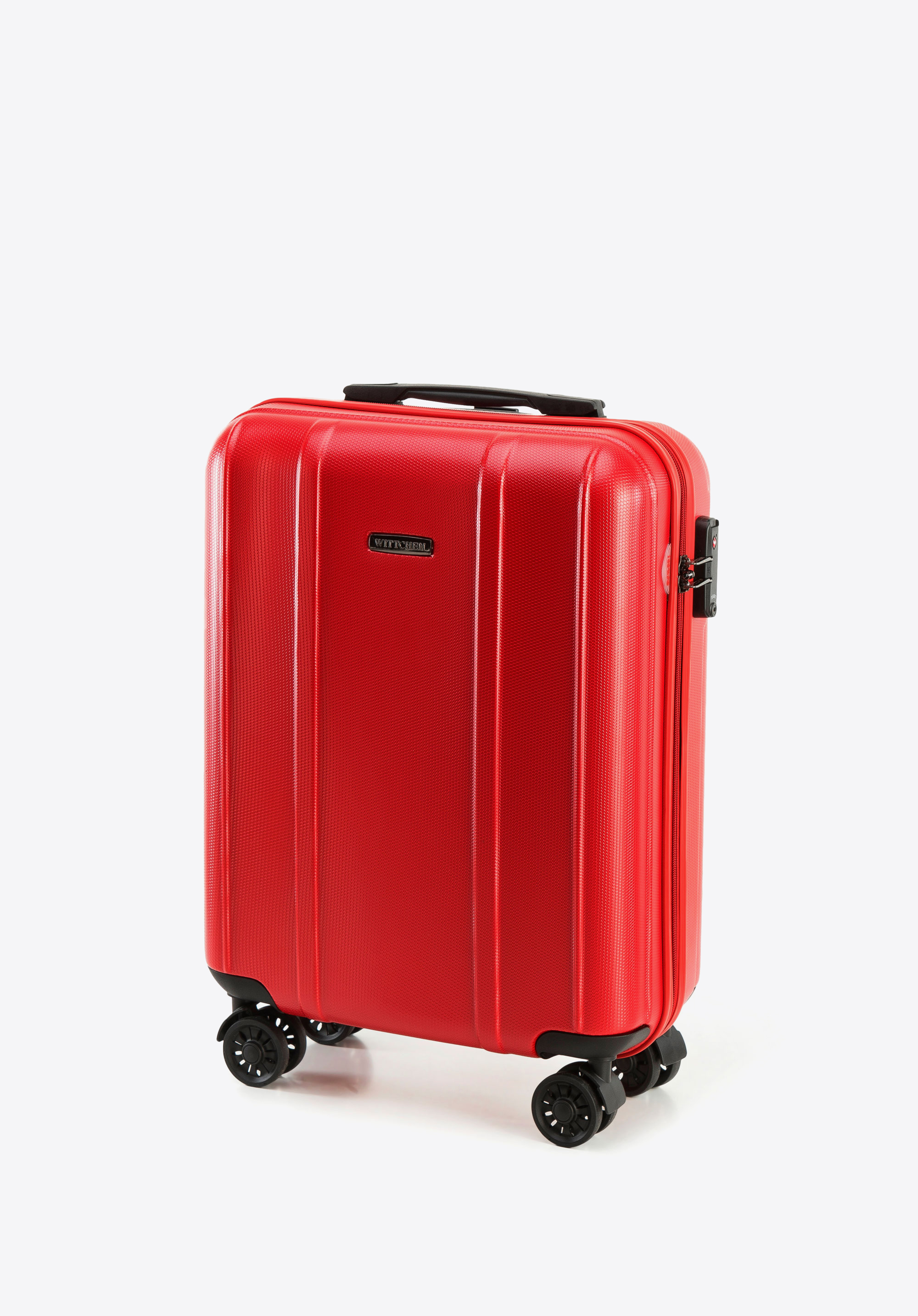 Kabinenkoffer aus Polycarbonat mit vertikaler Prägung, rot, 56-3P-711-35, Bild 1