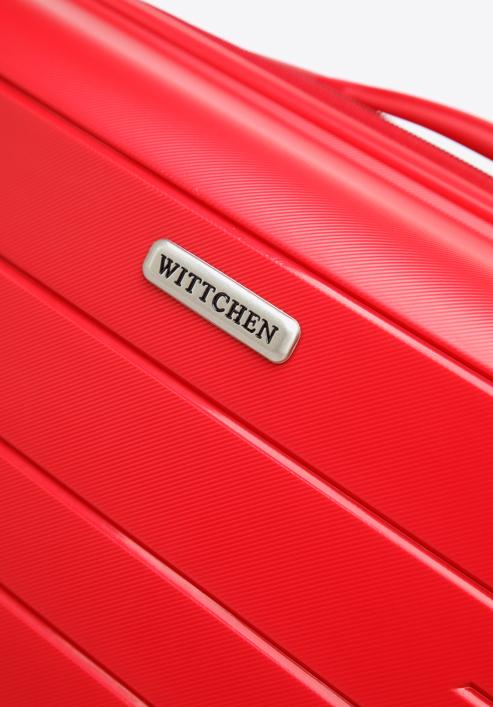 Großer Koffer aus Polypropylen mit glänzenden Riemen, rot, 56-3T-163-35, Bild 9