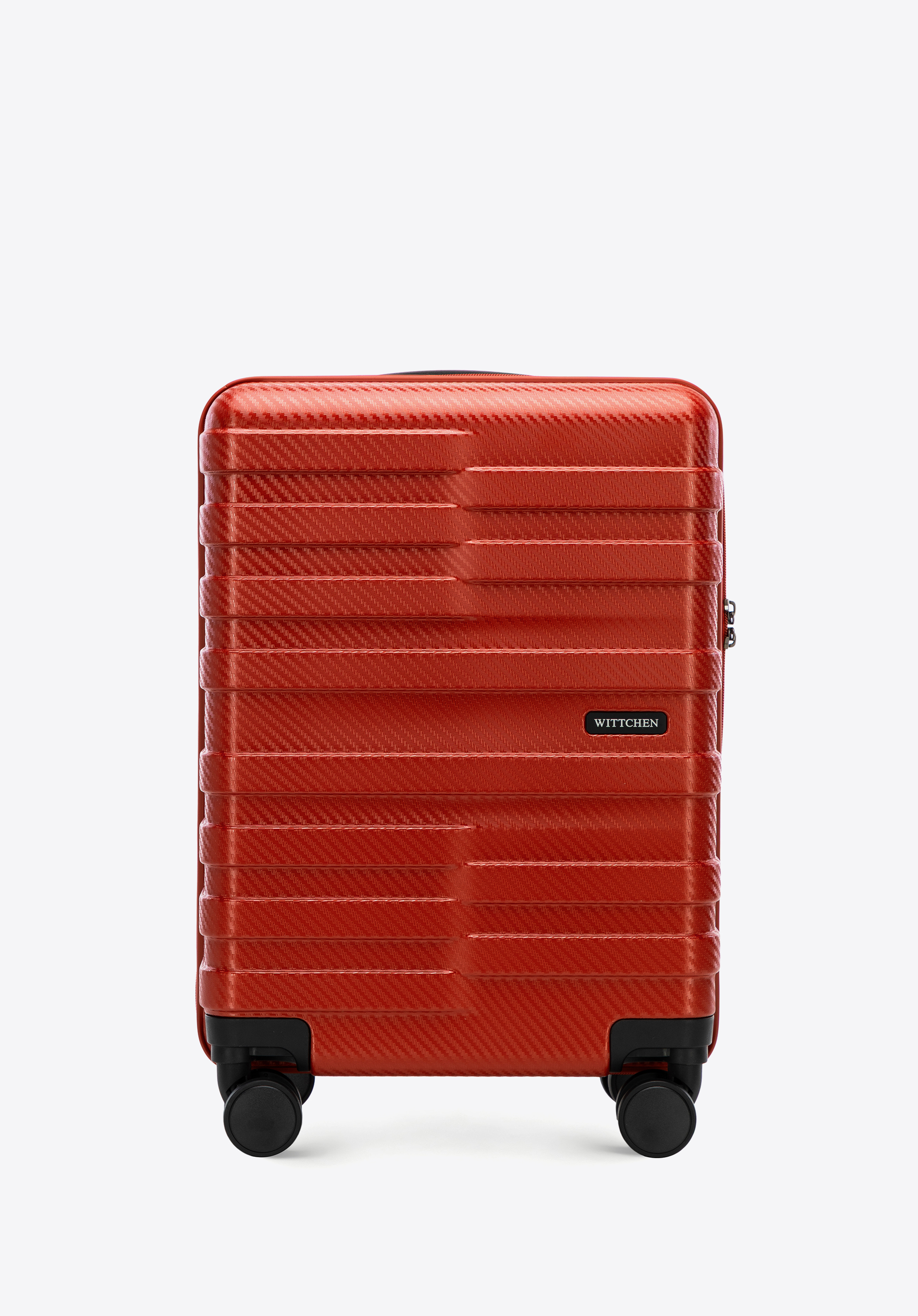 Kabinenkoffer und Kosmetikkoffer aus Polycarbonat mit horizontalen Streifen, rot, 56-3P-581-30K, Bild 1