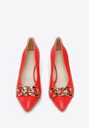 Klassische Pumps aus Leder mit Ketten, rot, 96-D-502-3-38, Bild 2