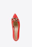 Klassische Pumps aus Leder mit Ketten, rot, 96-D-502-5-36, Bild 4