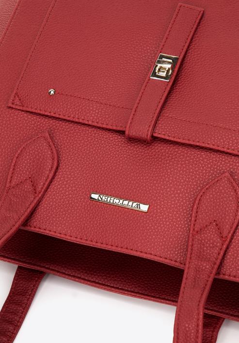 Klassische Shopper-Tasche mit Fronttasche, rot, 29-4Y-002-BF, Bild 5