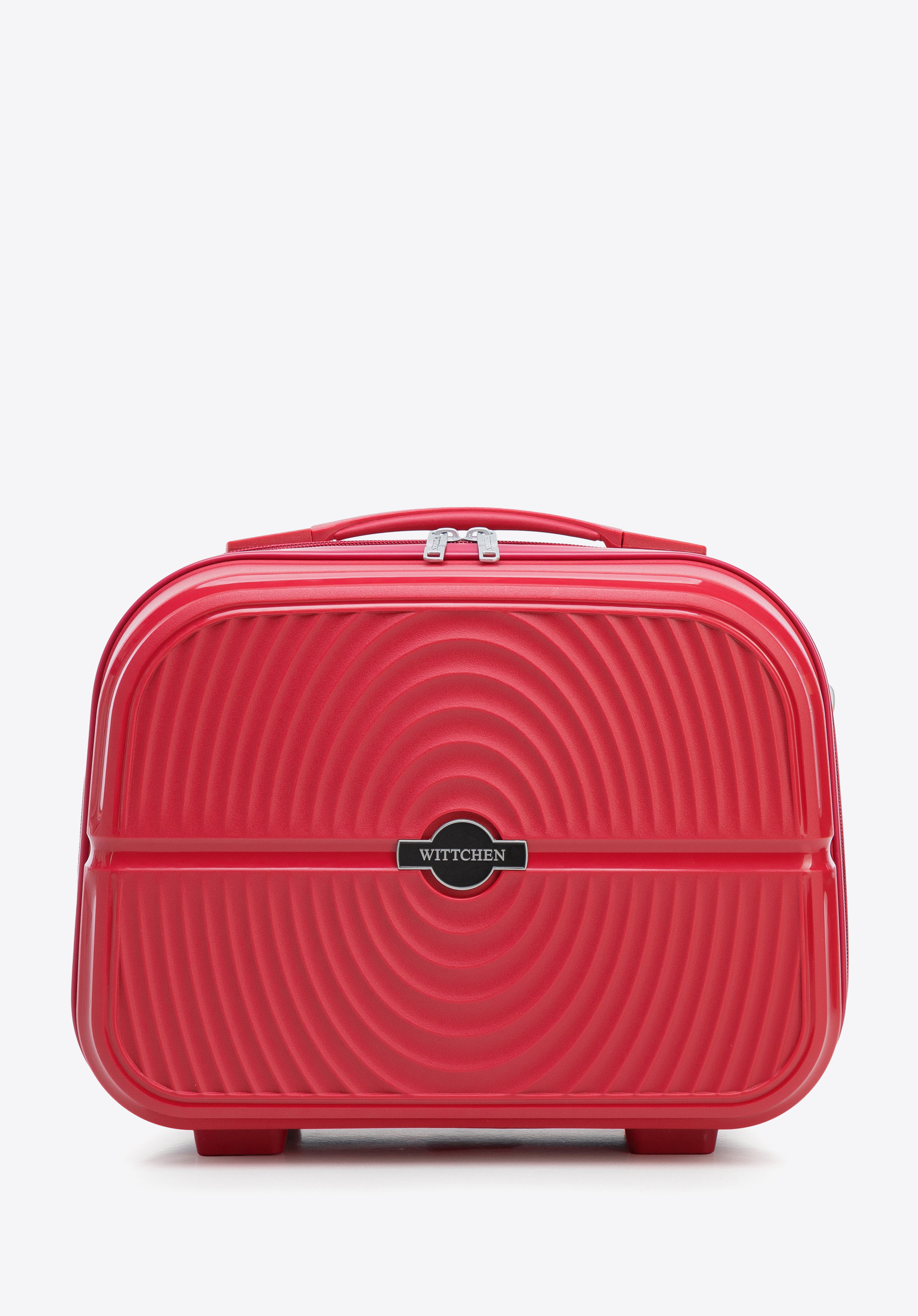 Kosmetikkoffer aus Polypropylen mit geprägtem Kreisdetail, rot, 56-3T-304-31, Bild 1