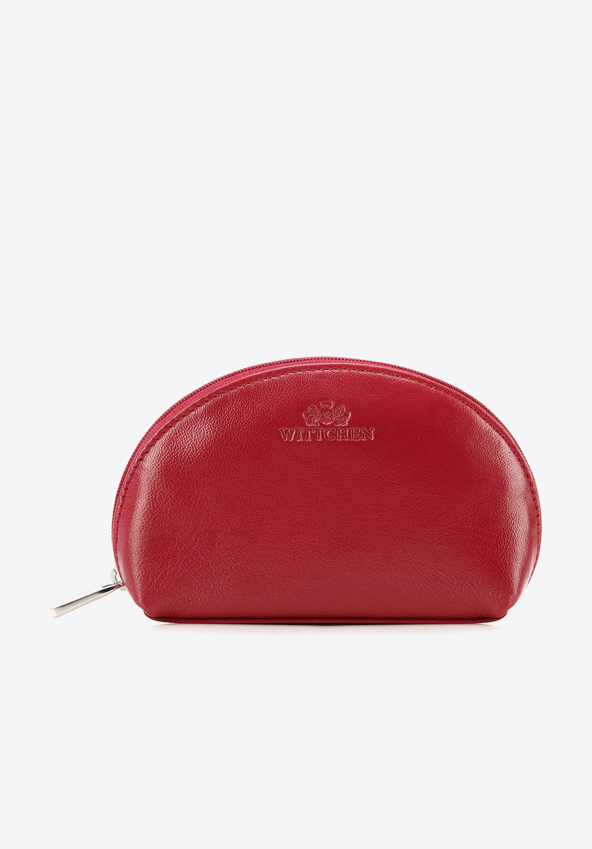 KOSMETIKTASCHE AUS LEDER IN HALBRUNDER FORM