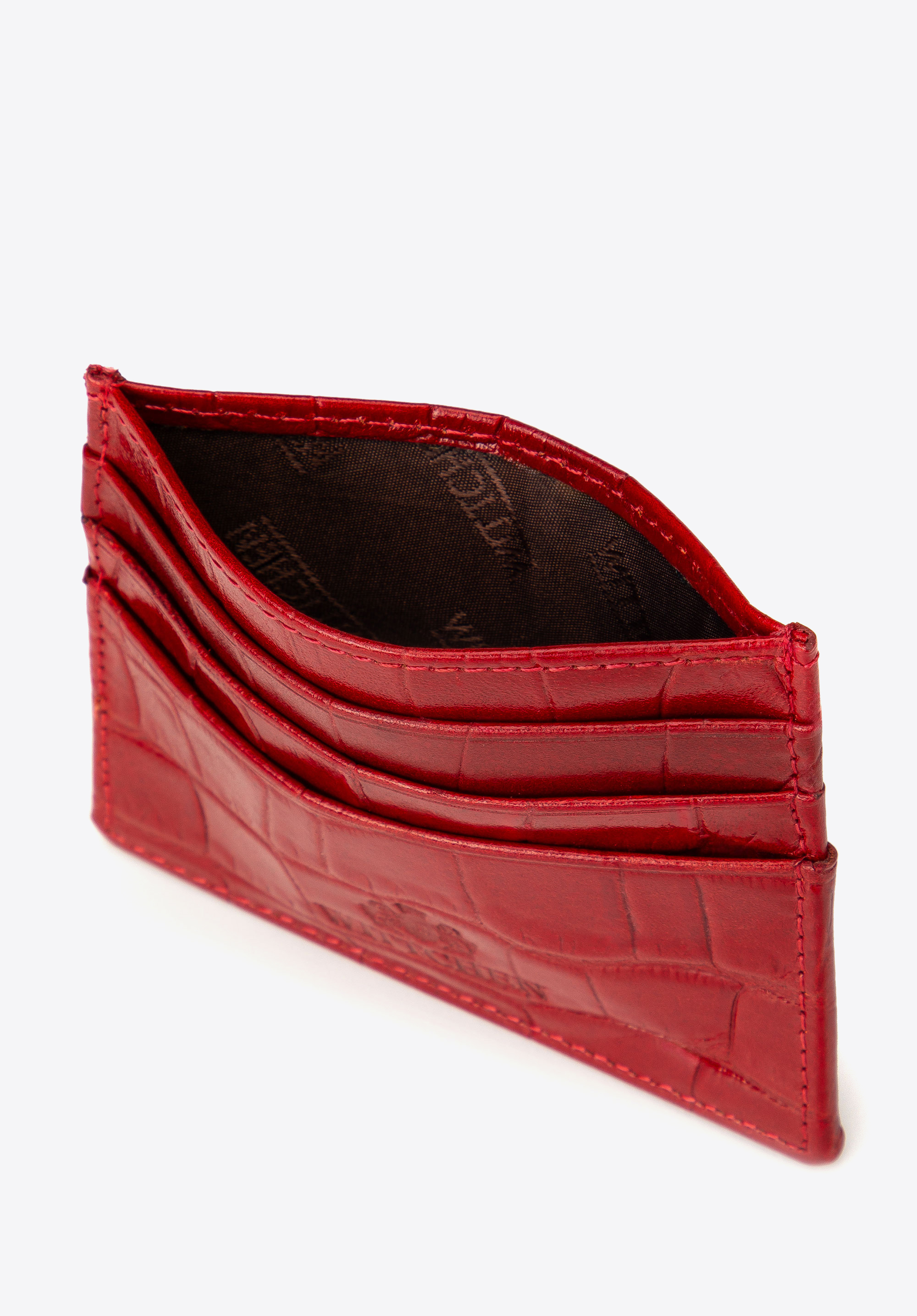 Kreditkartenetui aus Leder mit Krokoprägung, rot, 98-2-002-3C, Bild 1