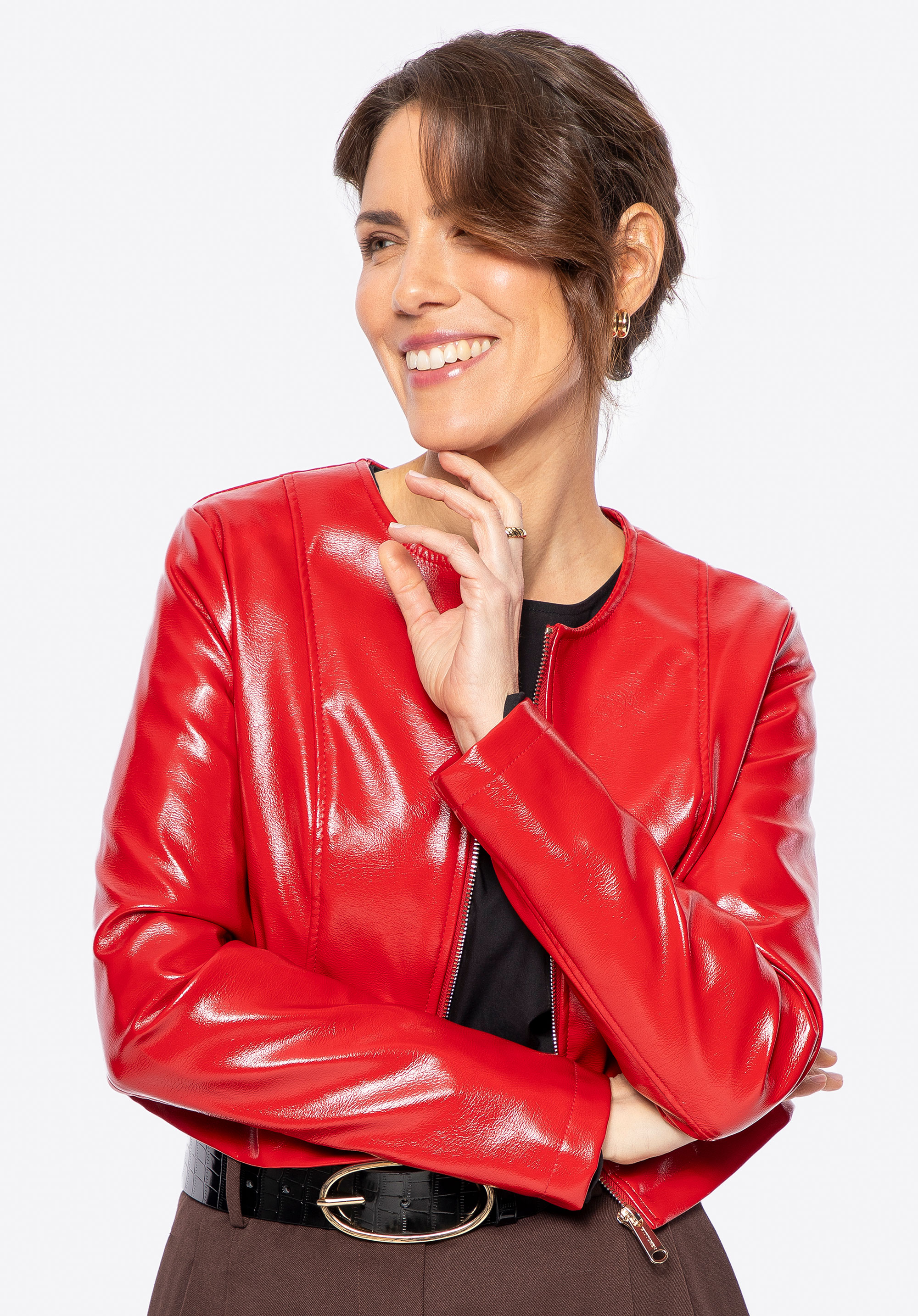 Kurze Öko-Lederjacke, rot, 100-9P-107-3-2XL, Bild 1