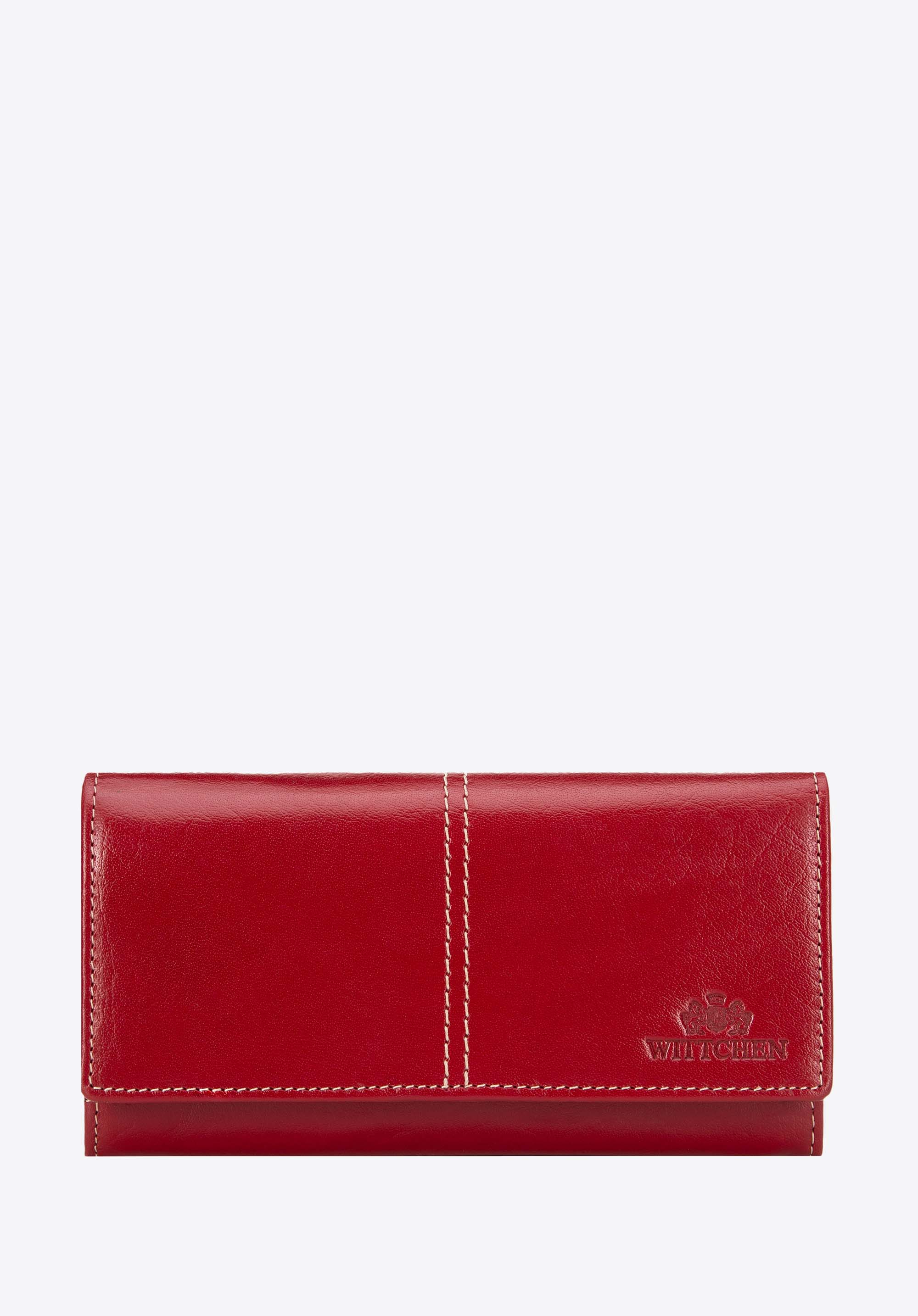 Ledergeldbörse für Damen mit Ziernähten, rot, 14-1-122-LG3, Bild 1