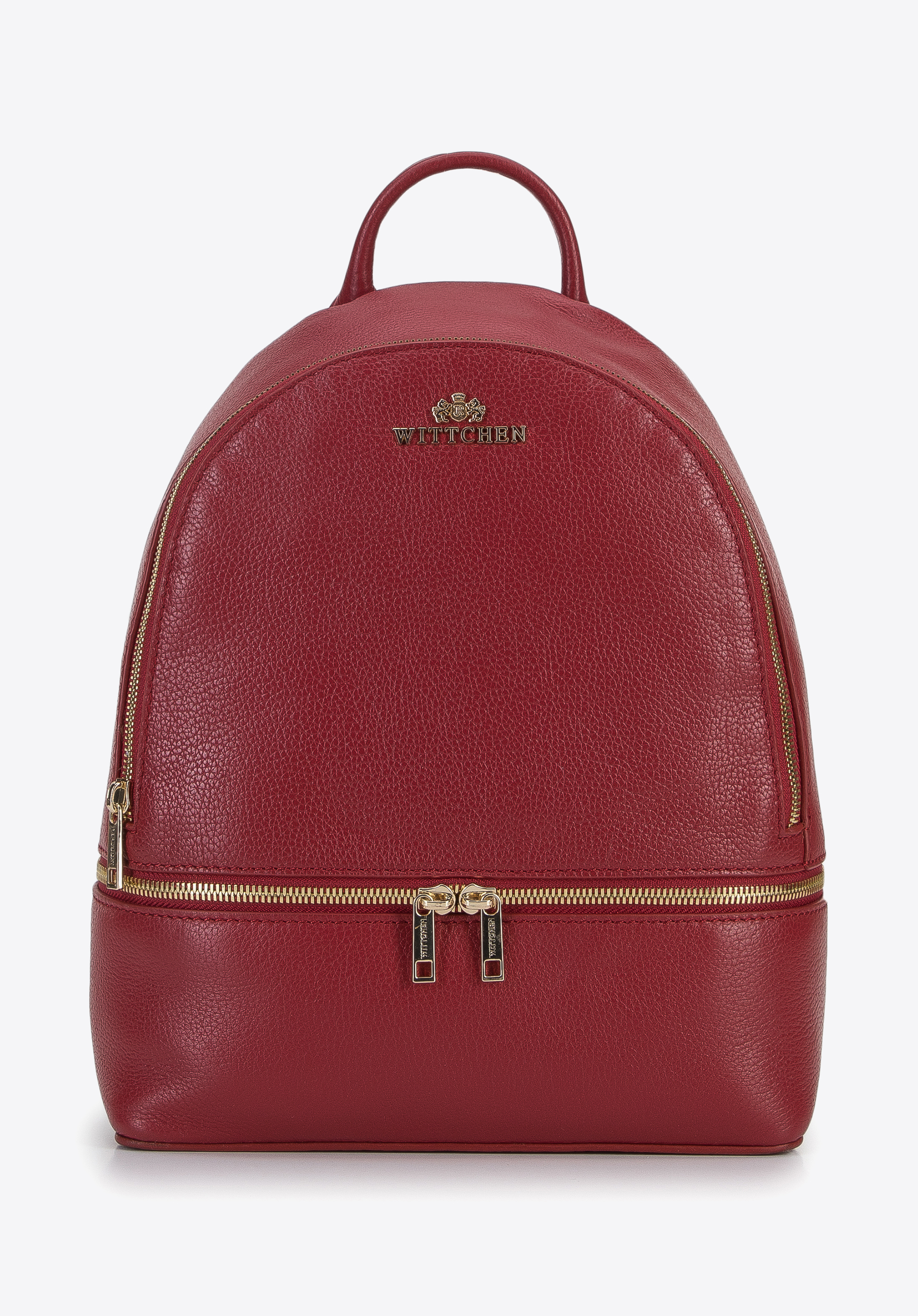 Damen-Rucksack aus Leder mit horizontalem Reißverschluss, rot, 96-4E-008-3, Bild 1