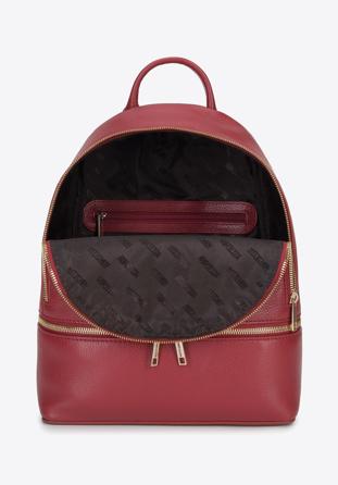 Damen-Rucksack aus Leder mit horizontalem Reißverschluss, rot, 96-4E-008-3, Bild 1