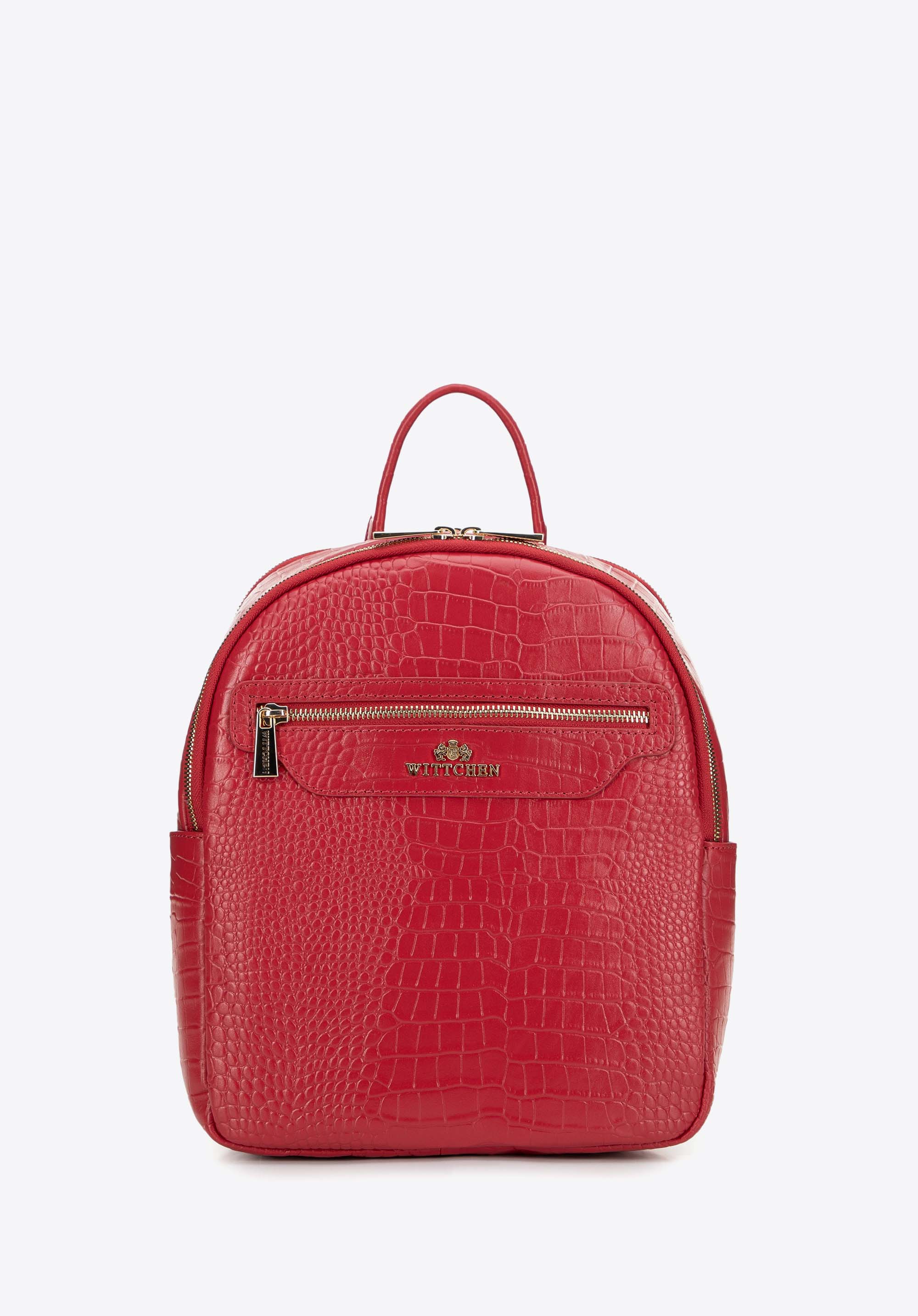 Lederrucksack mit zwei Fächern für Damen, rot, 99-4E-024-3, Bild 1