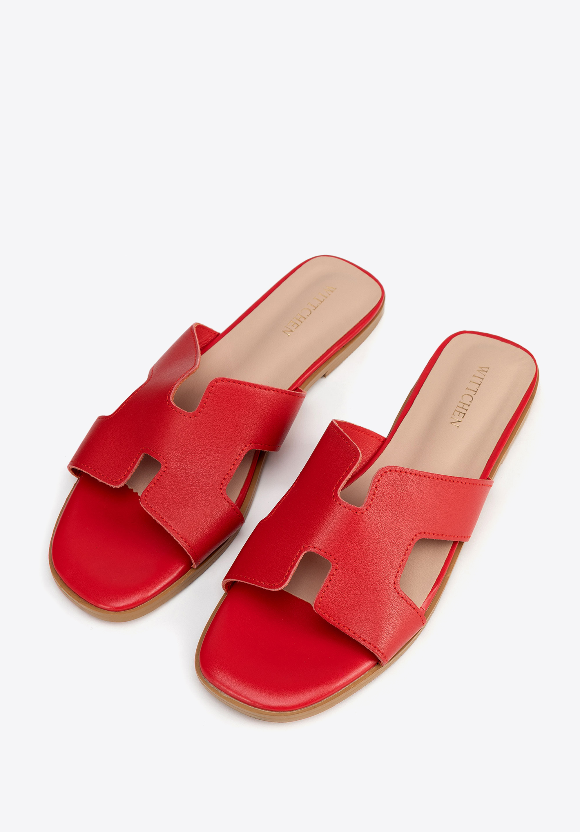 Ledersandalen mit H-förmigem Ausschnitt, rot, 100-D-851-P-36, Bild 1
