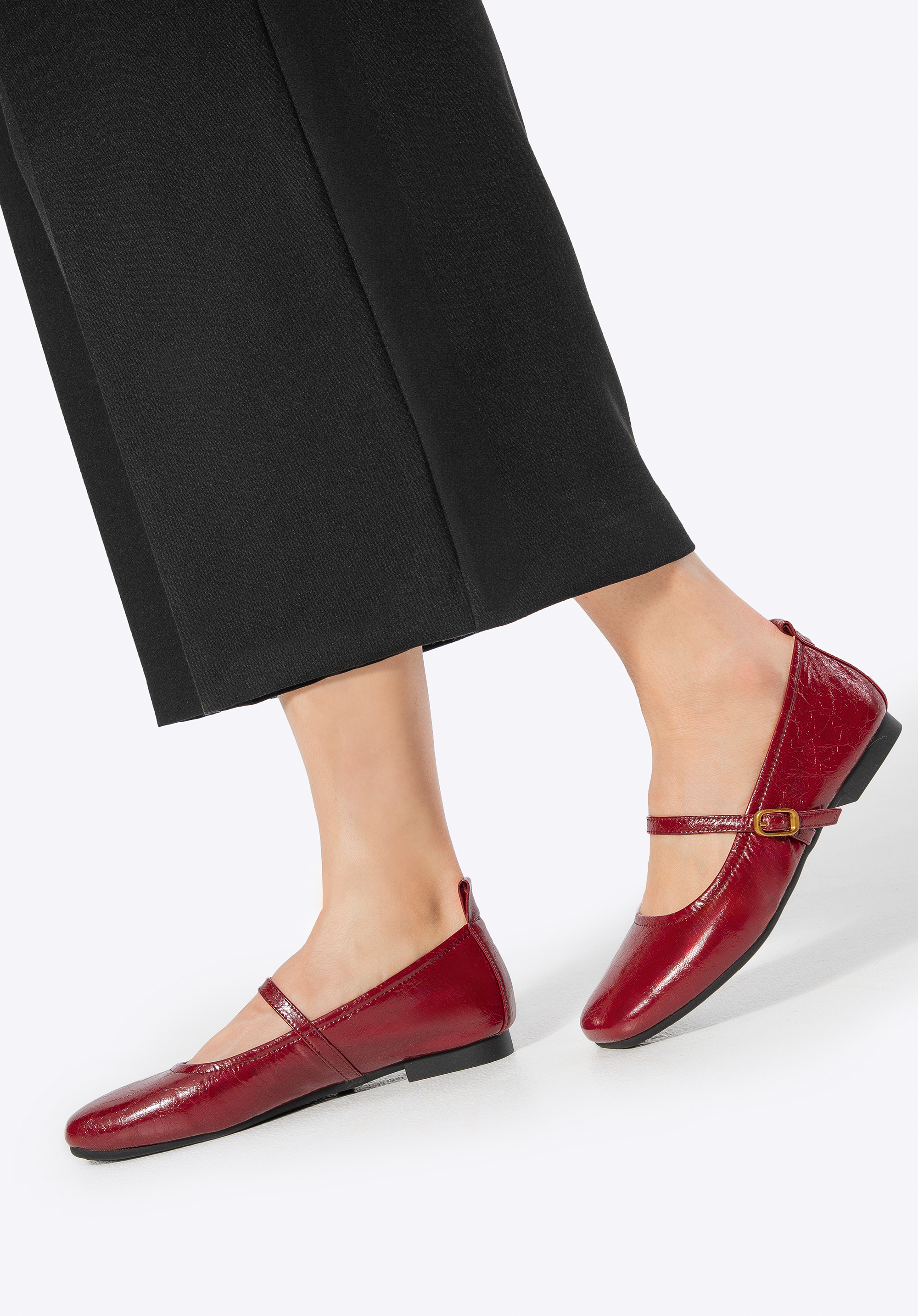 Mary Jane-Ballerinas aus Leder, rot, 100-D-952-3-38, Bild 1