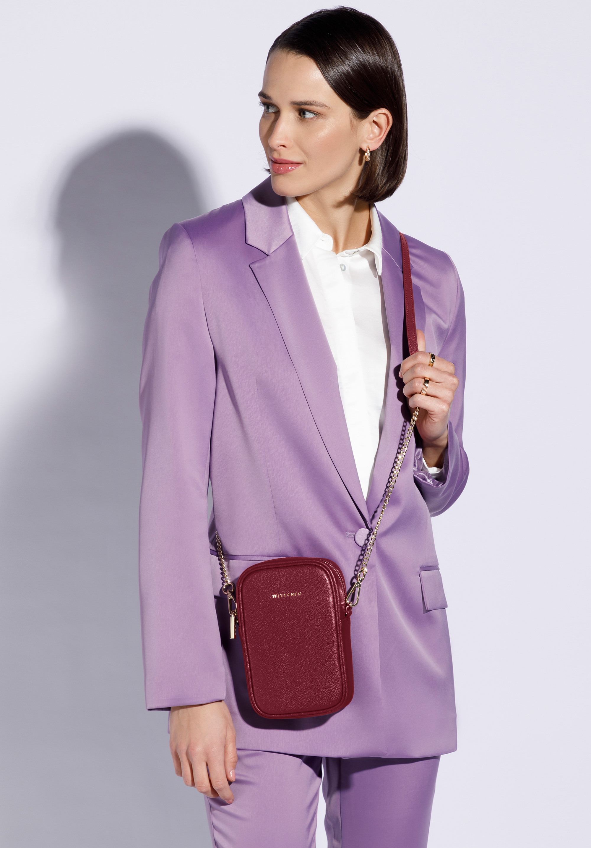 Mini-Tasche für Damen aus Leder, rot, 96-4E-610-3, Bild 1