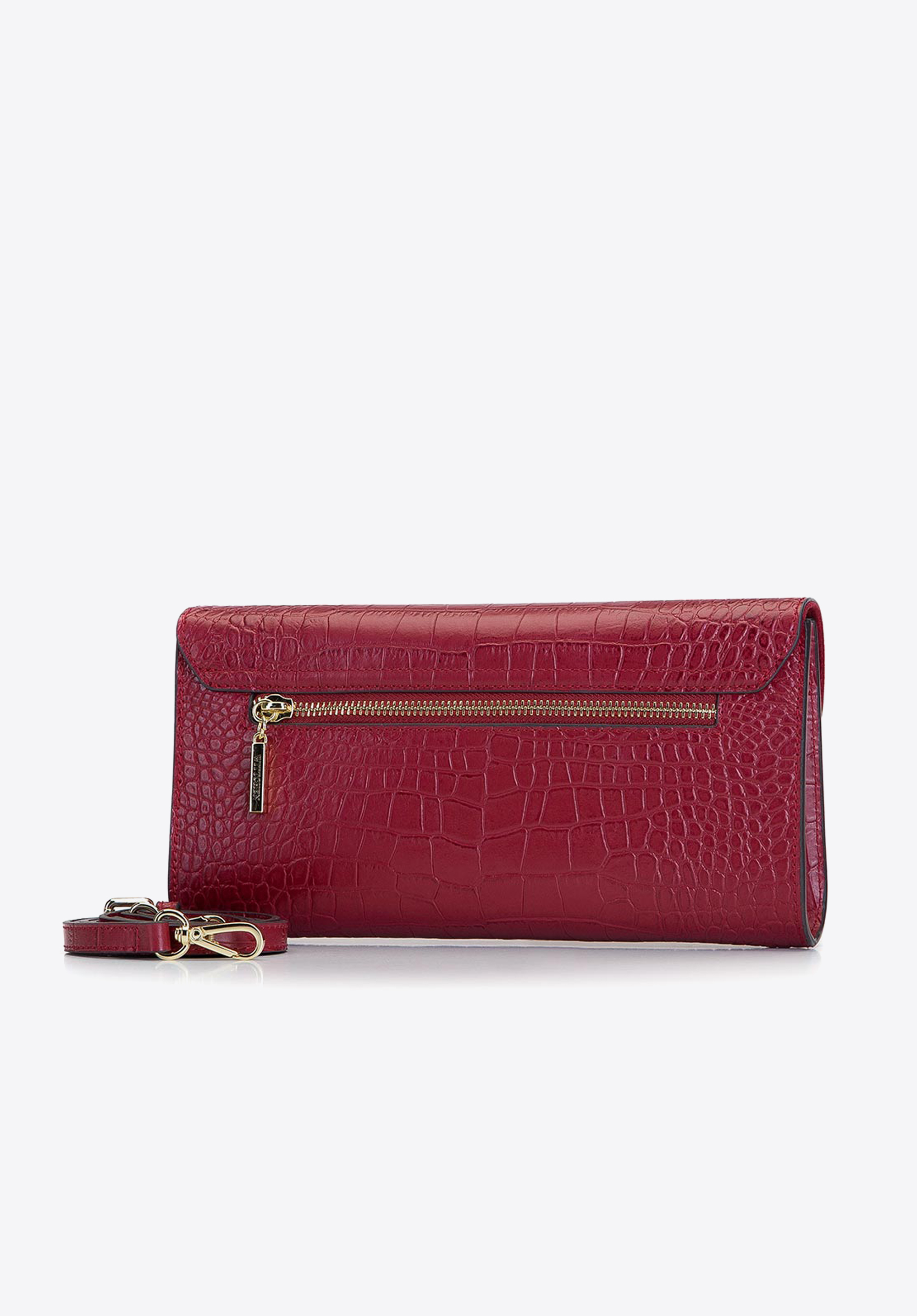 Minimalistische Clutch aus Kroko-Leder, rot, 92-4E-659-3C, Bild 1