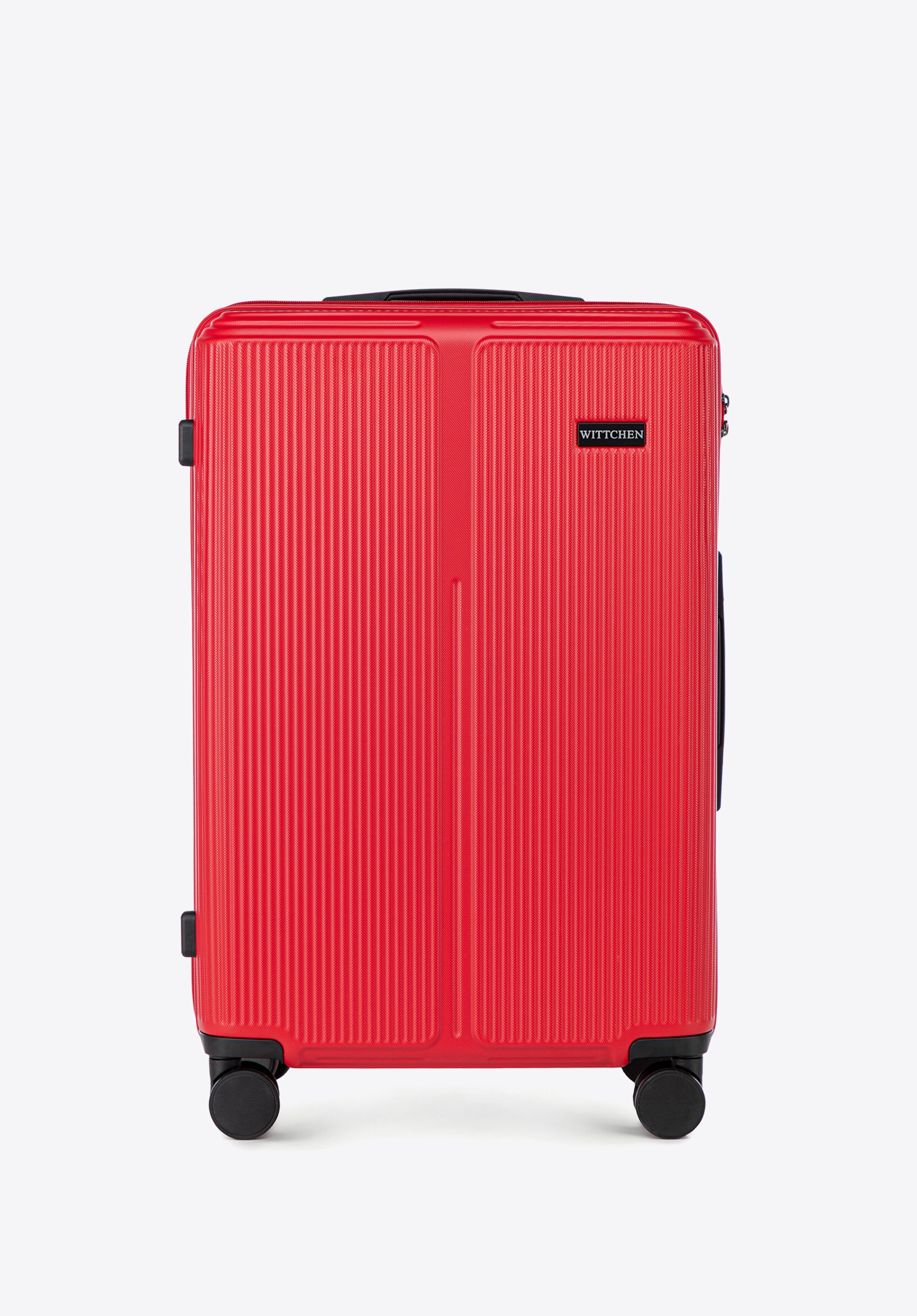 Mittelgroßer gestreifter ABS-Koffer, rot, 56-3A-602-30, Bild 1