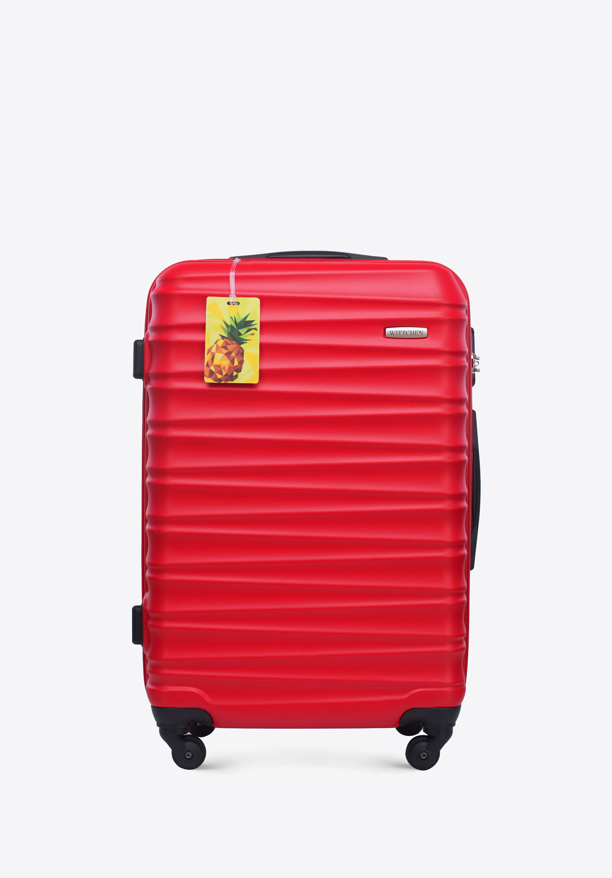 Mittelgroßer Koffer aus ABS-Material mit Gepäckanhänger, rot, 56-3A-312-35Z2, Bild 1